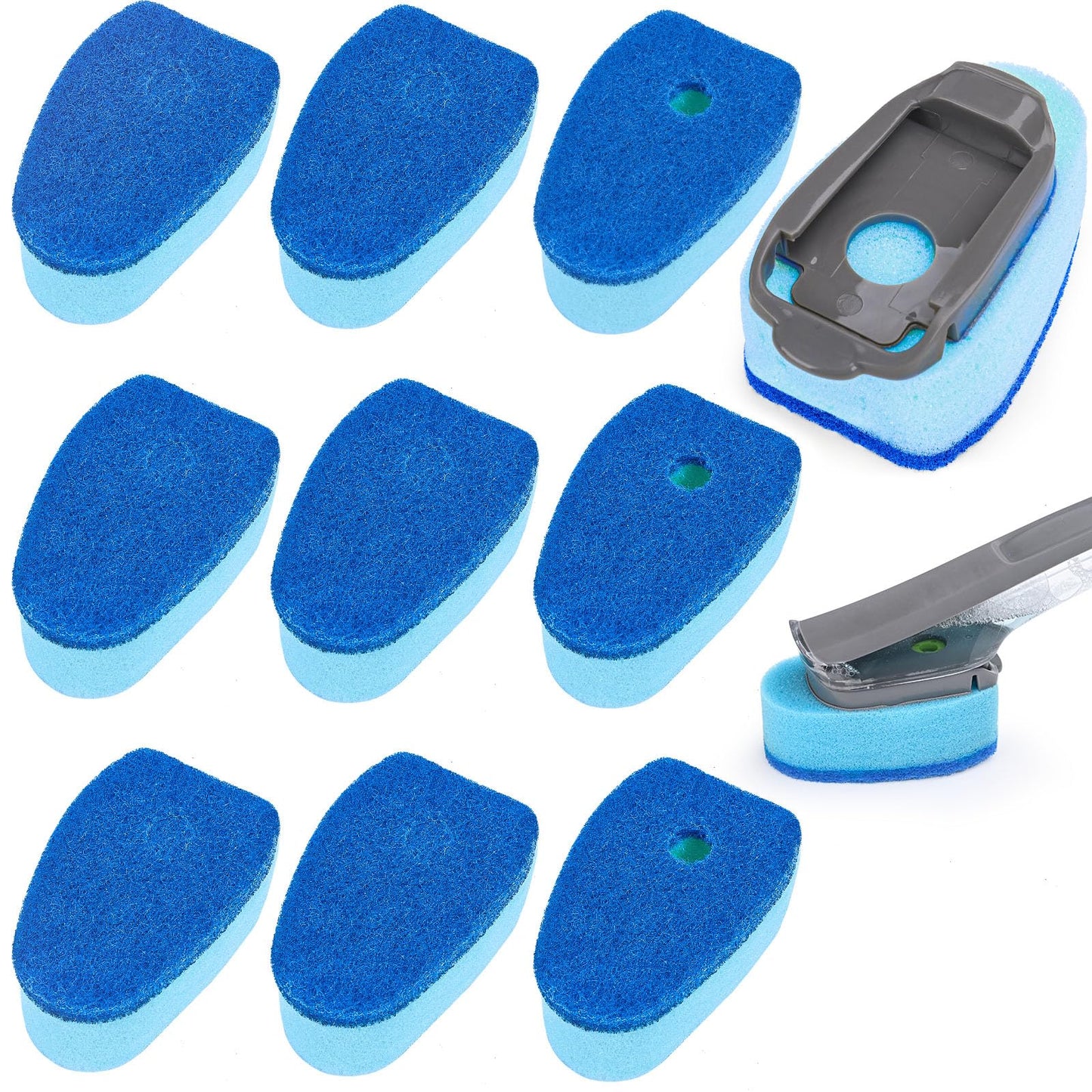 Sponge Dishwand Brush Refills for Scotch-Brite Dishwand - 10 Pack Dish Soap Non-Scratch Brush Refills for Nonstick Pots and Pans, Glass & Tubs（Blue）