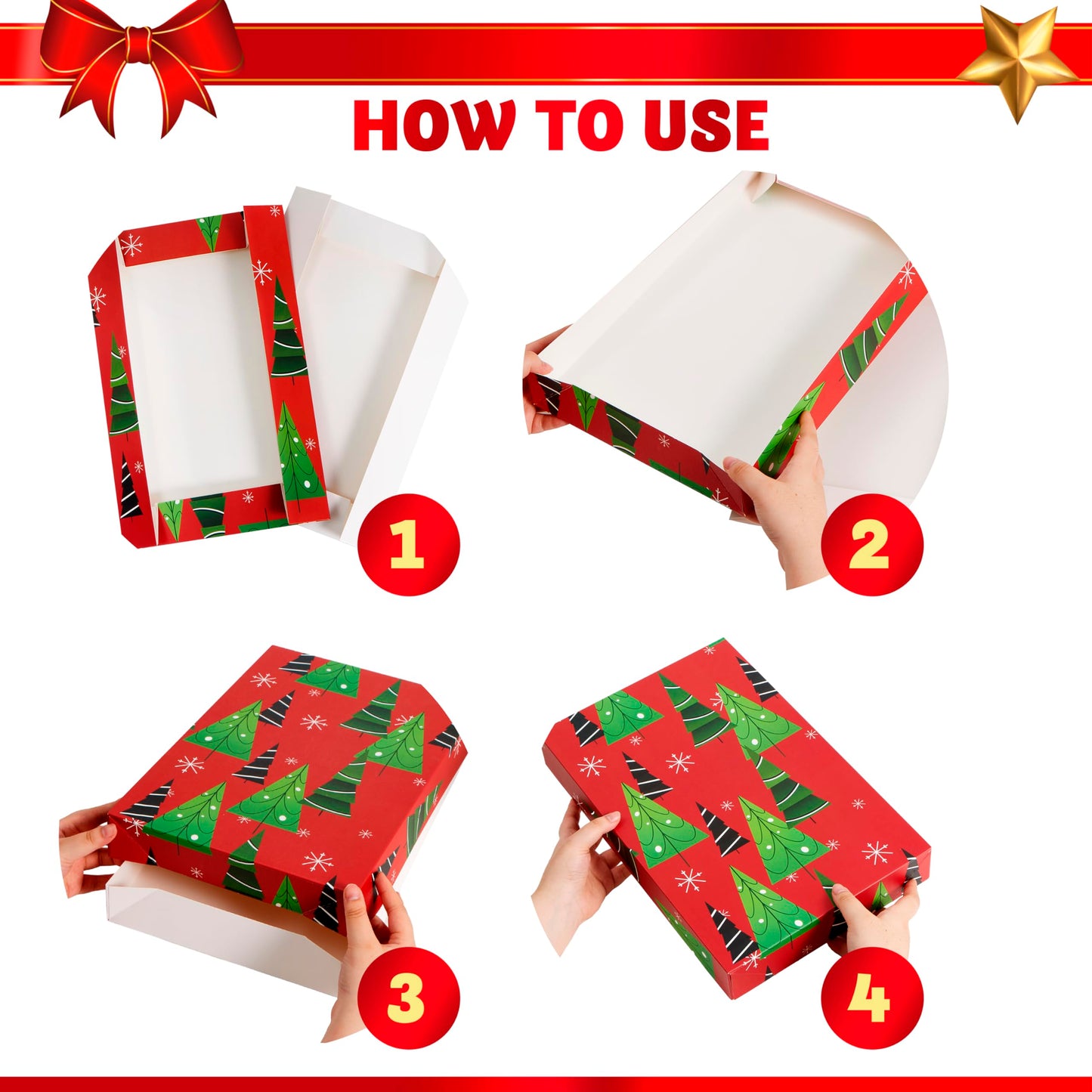 JOYIN 12 PCS Christmas Shirt Gift Boxes with Lids for Presents, Large Robe Cardboard Boxes, Xmas Bright Decorative Box for Clothes, Birthday Holiday Wedding Gift Wrapping Decor, Hat, Sweater and Coat