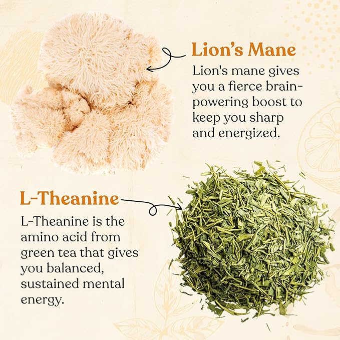 Four Sigmatic Think Organic Black Tea | Instant Lemon Tea w/Lion's Mane & L-Theanine for Mental Clarity & Focus | Organic Herbal Teas w/Adaptogens | Vegan, Gluten-Free | Lemon, 24 Servings