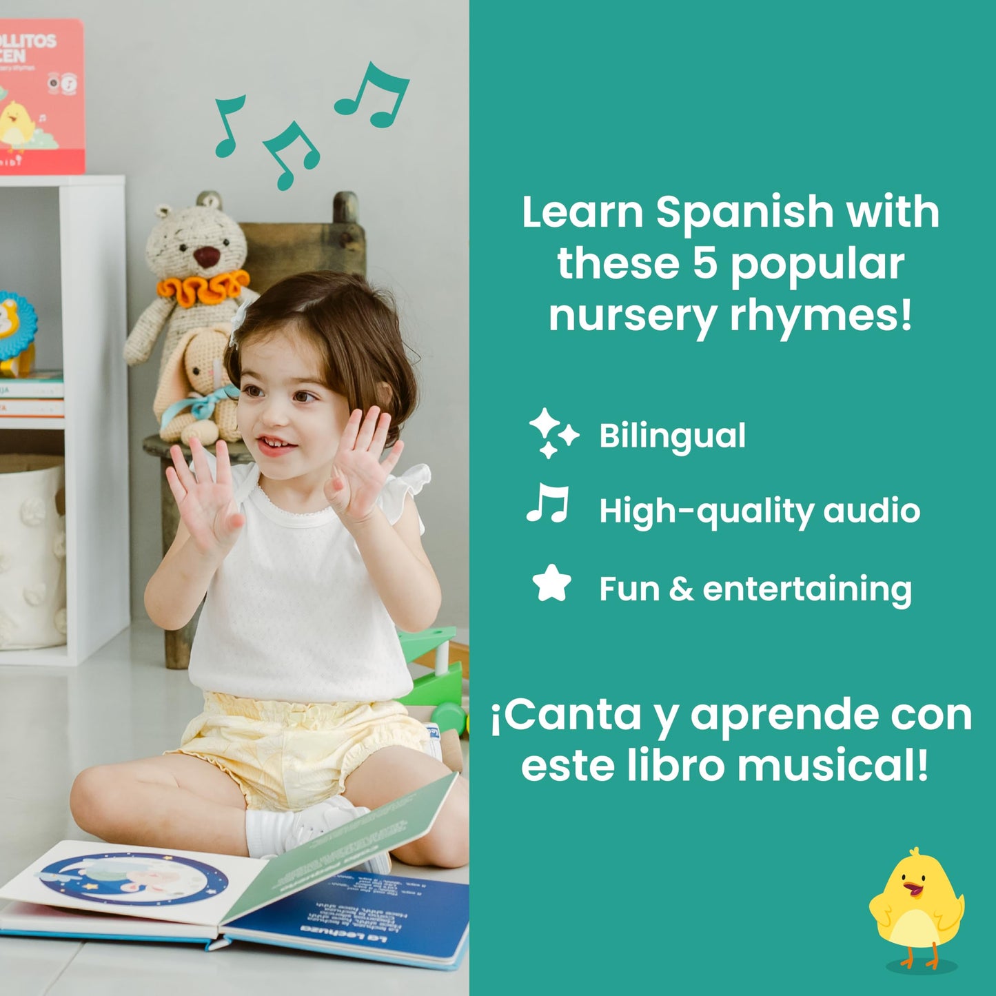 Binibi Estrellita ¿Dónde Estás? – Bilingual Musical Sound Book for Toddlers 1–3, Spanish Lullabies & Nursery Rhymes, Interactive Board Book. Libro en Español para Niños.