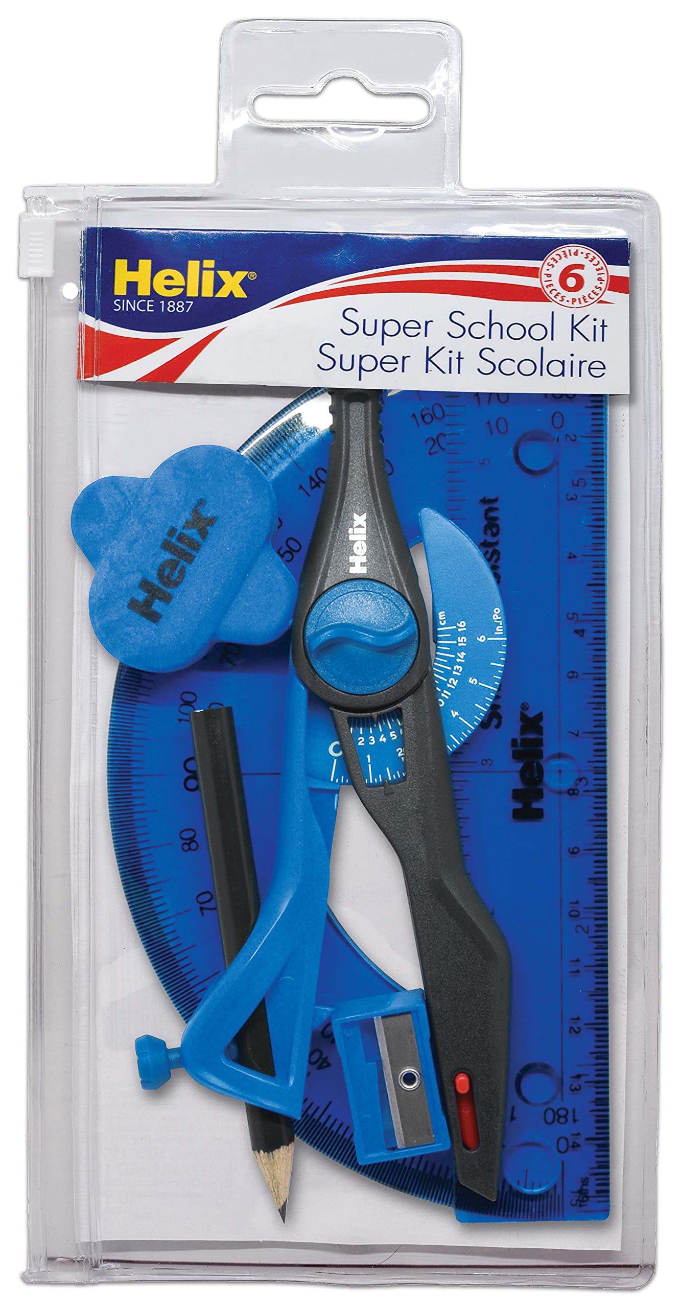 Maped - Helix Super School Kit - Perfect for All Students - Measuring Dimensions for Design Projects - Convenient Carrying Pouch - Includes Carrying Pouch.