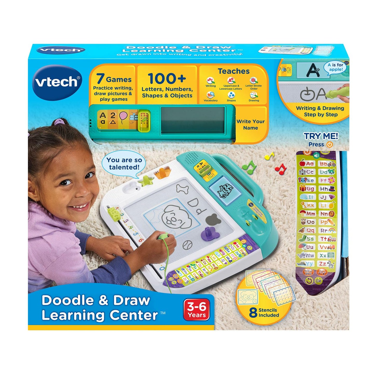 VTech Doodle and Draw Learning Center with Stencils and Stamps for Kids Ages 3 Years and up