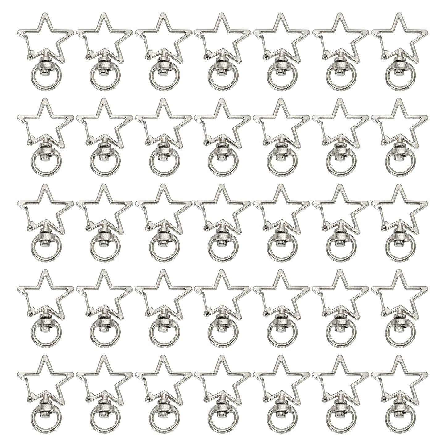 PATIKIL Swivel Lobster Clasp, 50 Pcs Star Shape Swivel Clasp Hooks Metal Snap Clips Lanyard Claw Clasps Key Chain Making Kit for DIY Crafts Purse Bag Connector Hardware, Silver Tone