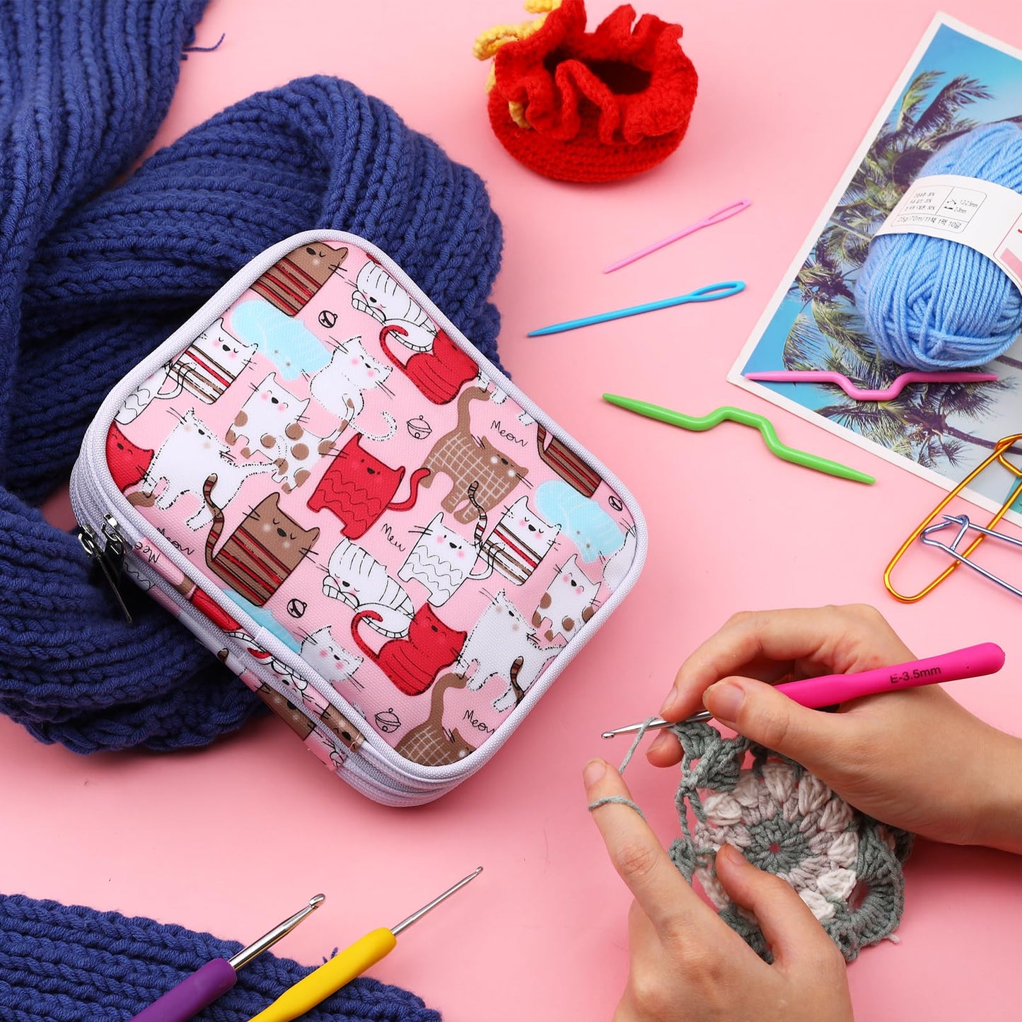 KOKNIT Crochet Hooks Set with Storage Case, 68pc Knitting Accessories, Soft Grip Ergonomic Crochet Needles, Smooth Coloured Aluminum Yarn Crochet Hooks Crochet Kit with Crochet Tools