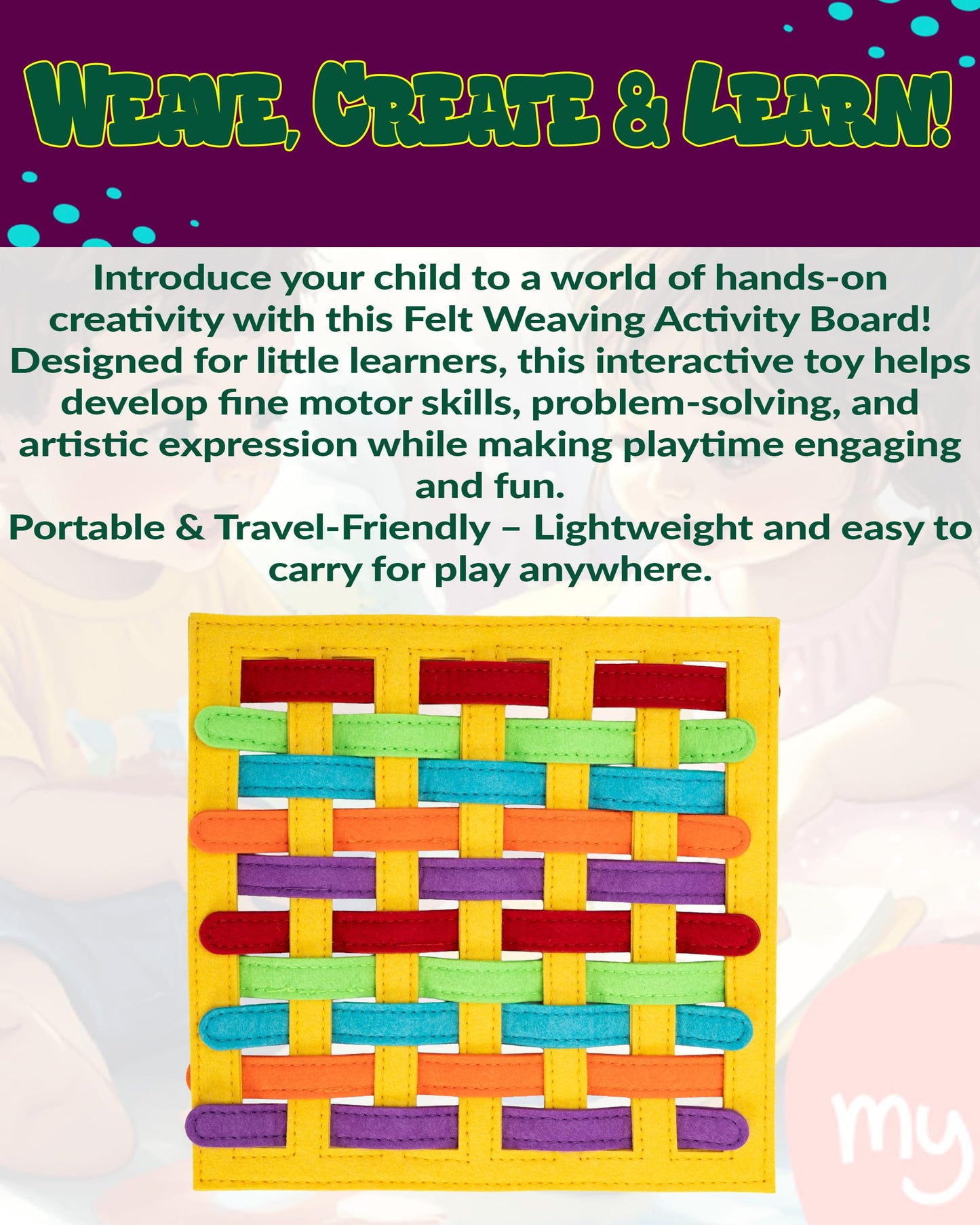 HappyVk Busy Book for Toddlers - Montessori Travel Toys with 13 Educational Activities - My Quiet Book - and A Felt Activity Board Game with 10 Weaving Strips