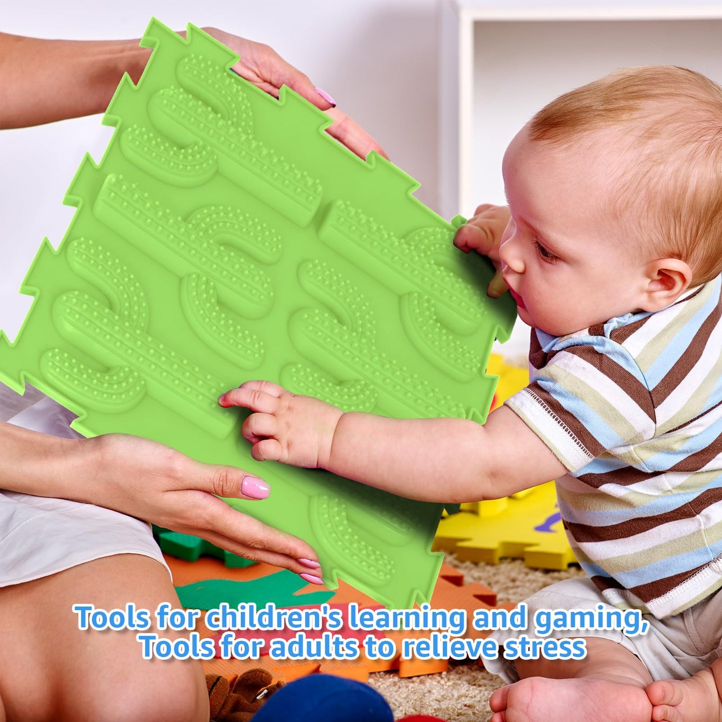 Edusense Sensory Mat for Autistic Children Massage Game Mats Puzzle Play Mats Textured Sensory Floor Tiles for Kids Toddlers Sensory Room Must Have