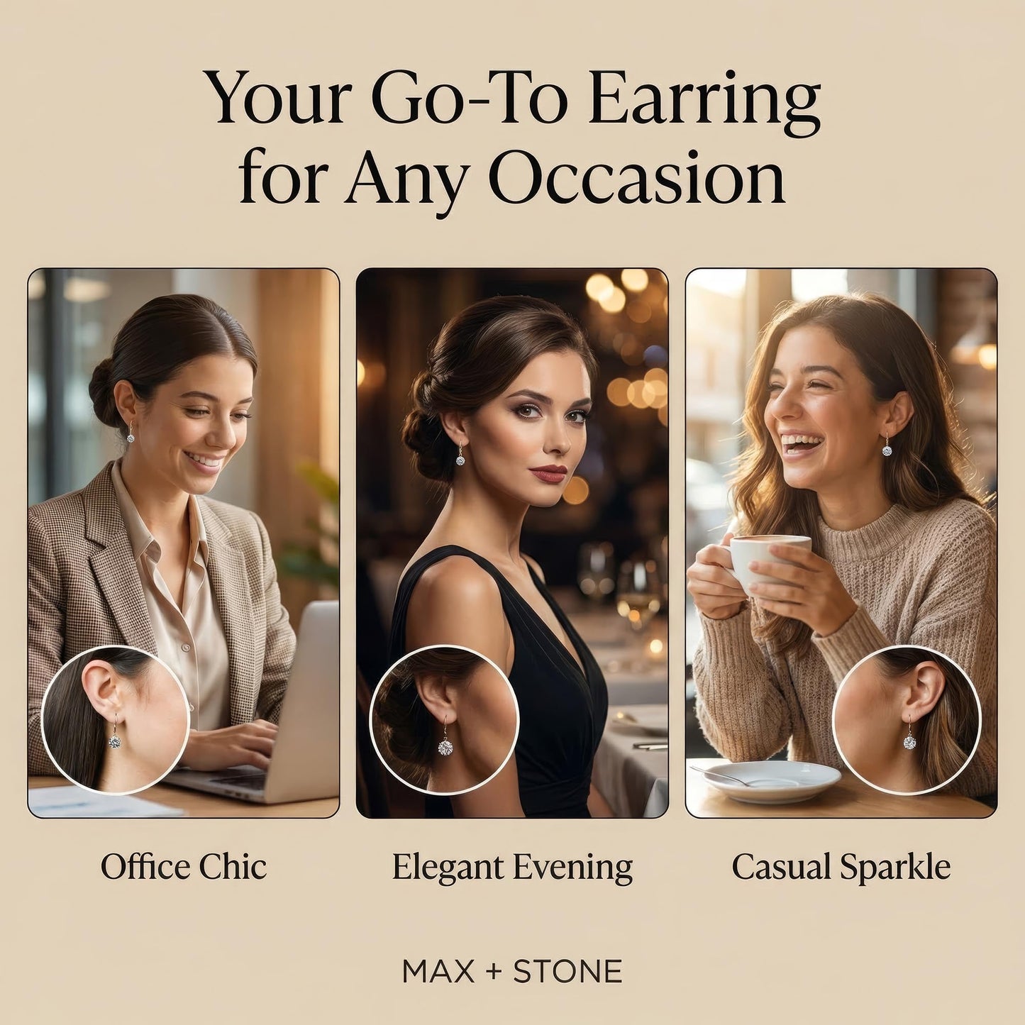 MAX + STONE Gold Leverback Cubic Zirconia Dangle Drop Earrings for Women | 2 CT.TW 14k Real White Gold