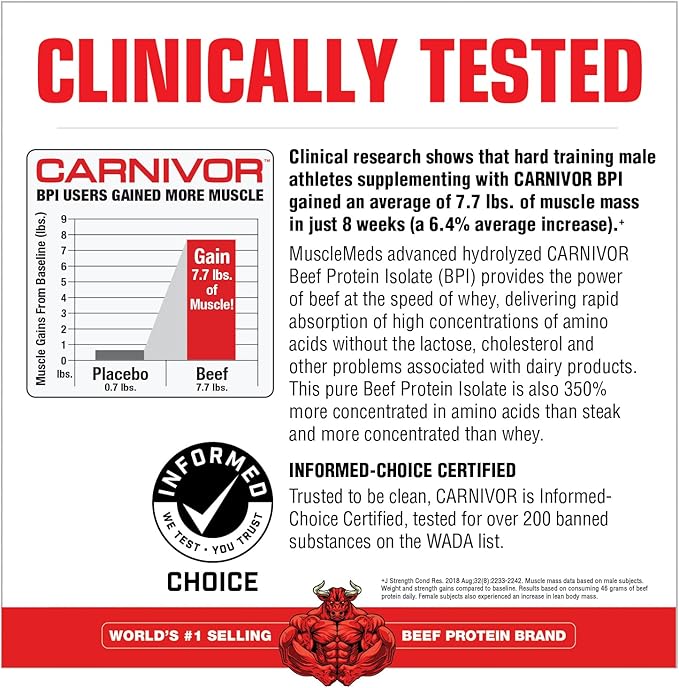 MuscleMeds Carnivor Bioengineered Beef Protein Isolate, Vanilla Caramel, 3.9 Pound