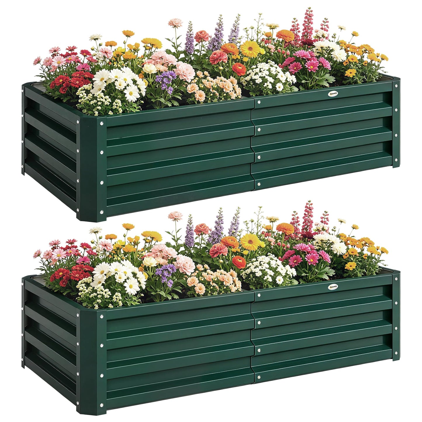 Outsunny Galvanized Raised Garden Bed, 4' x 2' x 1' Metal Planter Box, for Growing Vegetables, Flowers, Herbs, Succulents, Green