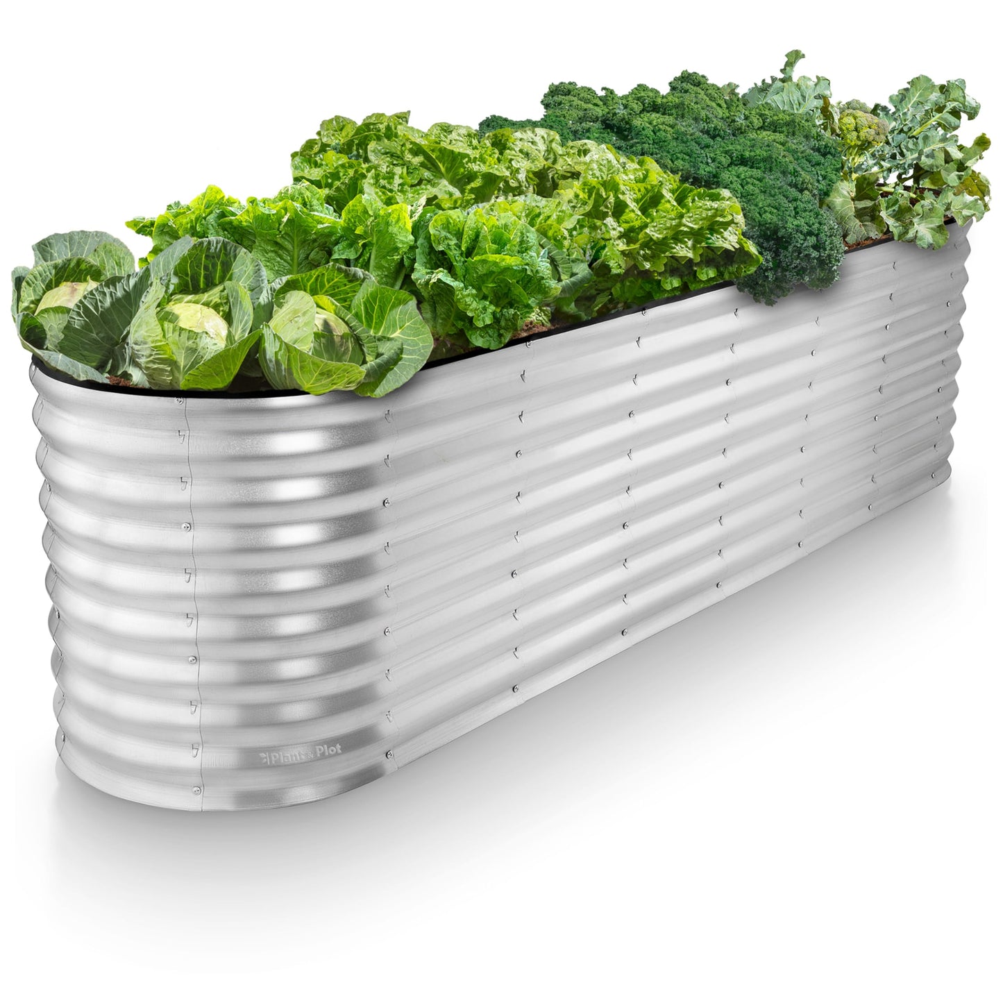 Plant & Plot Galvanized Raised Garden Beds Outdoor // 8×2×2 ft Planter Raised Beds for Gardening, Vegetables, Flowers (Silver) // Large Metal Garden Box // Patented Tool-Free Design