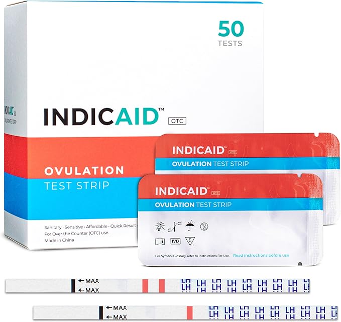 INDICAID Ovulation Test Strips 50 Pack – Rapid Results in 5 Minutes - Ovulation Tests for Women - Accurate Fertility Test - Ideal Ovulation Predictor Kit for Easy Home Testing