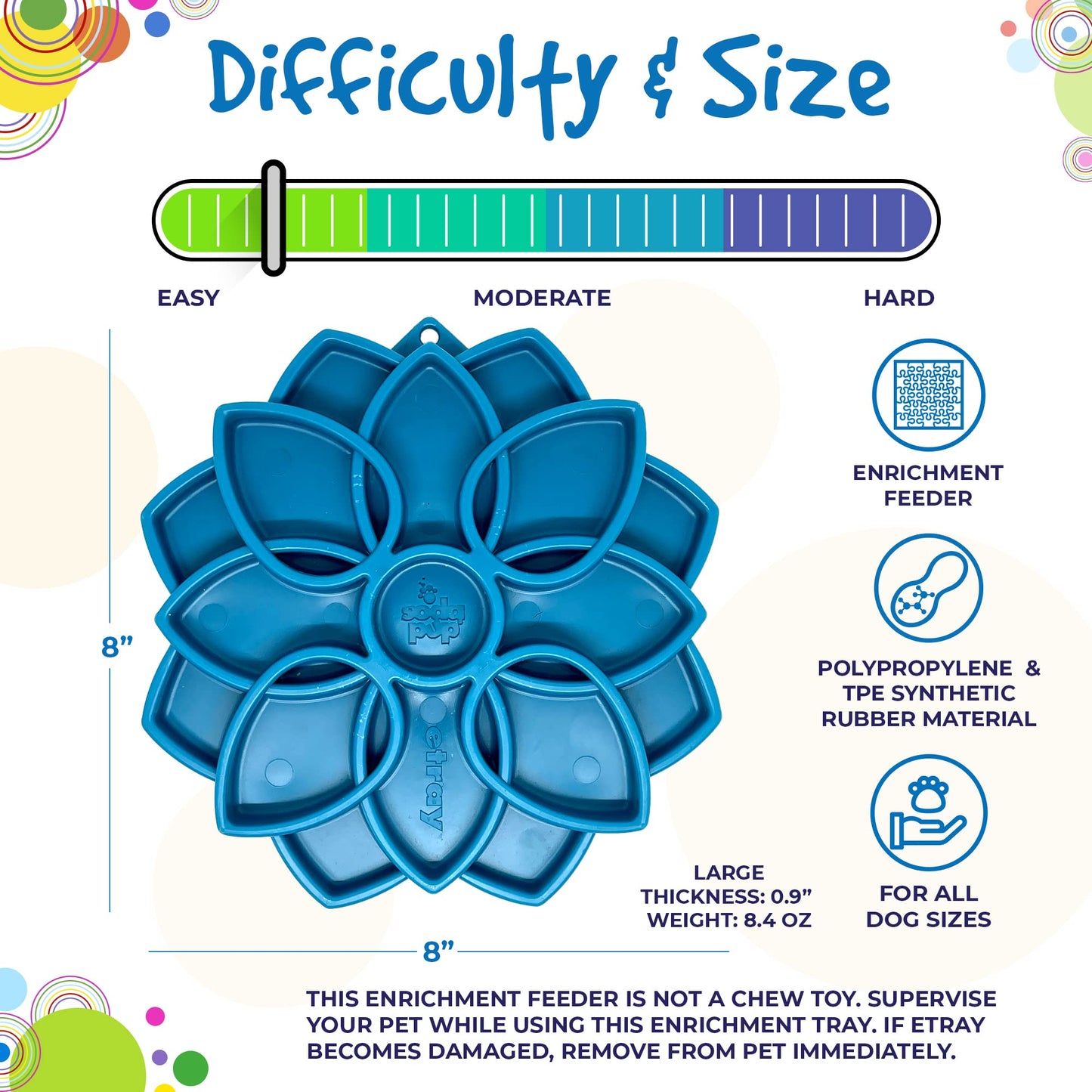SodaPup Mandala eTray – Durable Slow Feeder Tray Made in USA from Non-Toxic, Pet-Safe, Food Safe Material for Mental Stimulation, Calming, Avoiding Overfeeding, Slow Eating, Healthy Digestion & More