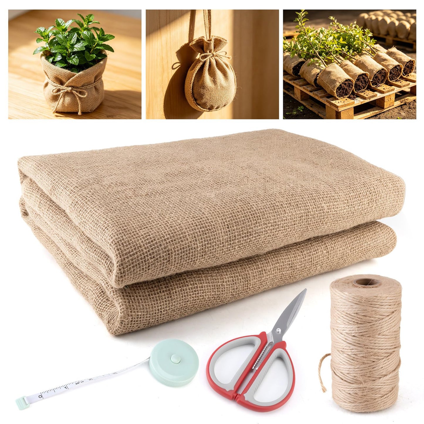 Natural Jute Burlap Roll 40Inch x 40Ft, High-Density Burlap Fabric, Biodegradable & Breathable for Gardening (Tree Wrap, Weed Barriers), Crafts, Landscaping & Wedding Decor