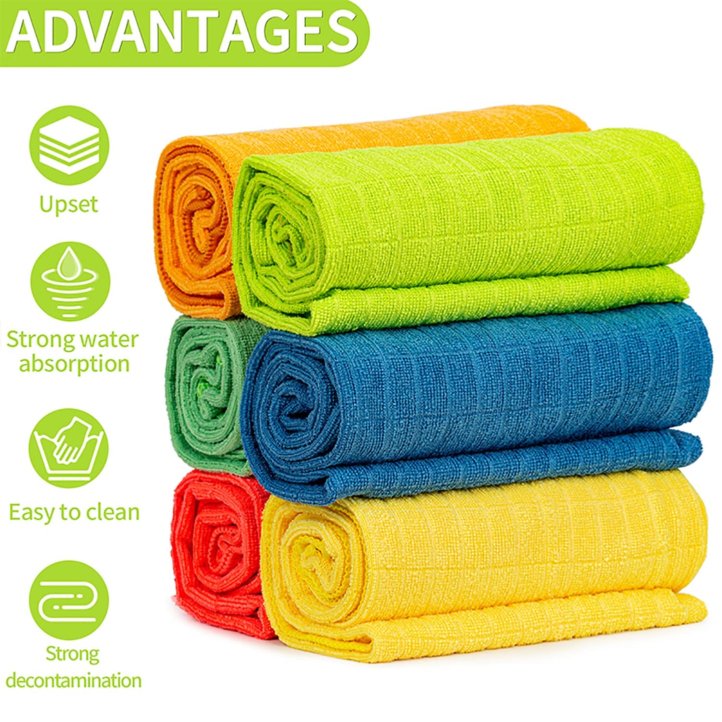 HELOMOR 6 Extra Large Microfiber Cleaning Cloths, 30"x18" Floor Towels for Squeegee Mop, Reusable Multi-Purpose Cleaning Rags for House, Kitchen, Car & Windows, Highly Absorbent, Lint-Free