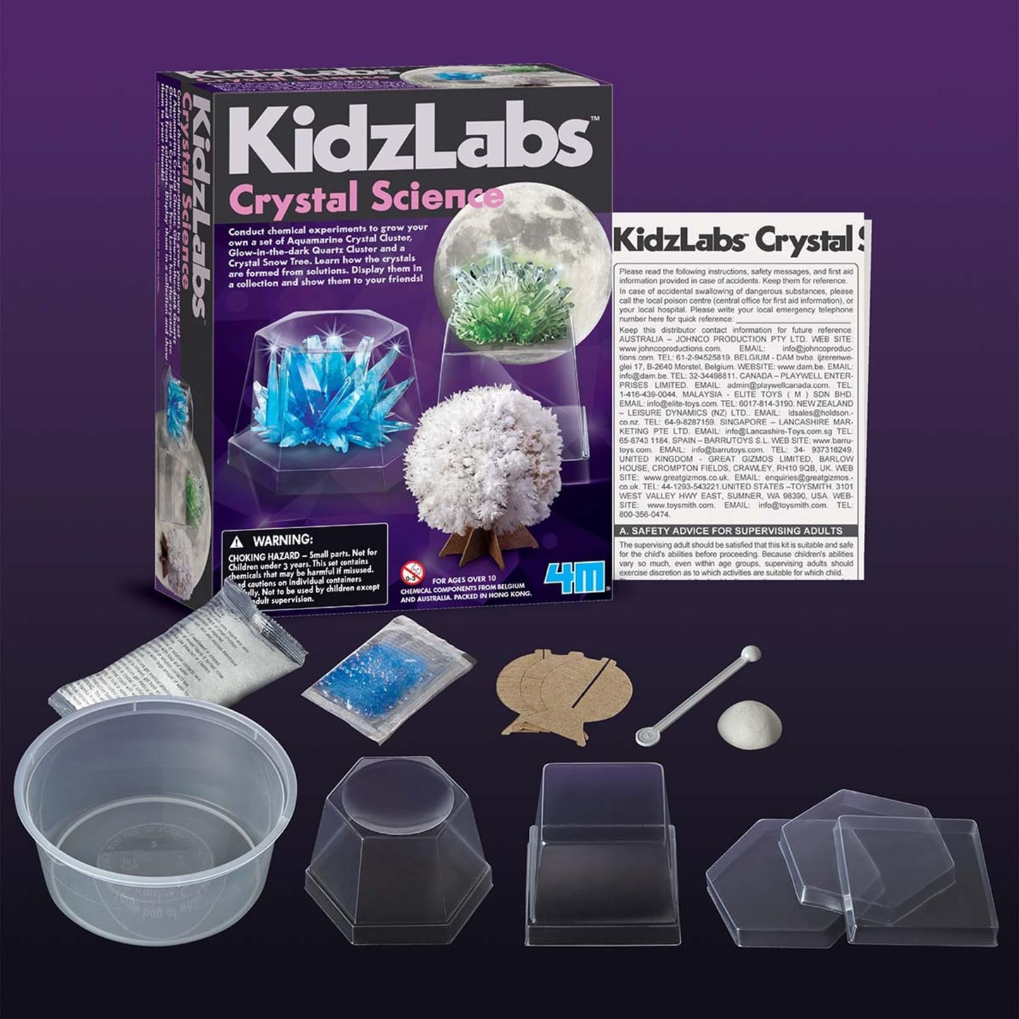 4M: KidzLabs - Crystal Science Kit - Grow 3 Unique Shaped Crystals, DIY STEM Craft, Mix Compounds & Observe Growth, Geology-Chemistry-Science, Kid 10+
