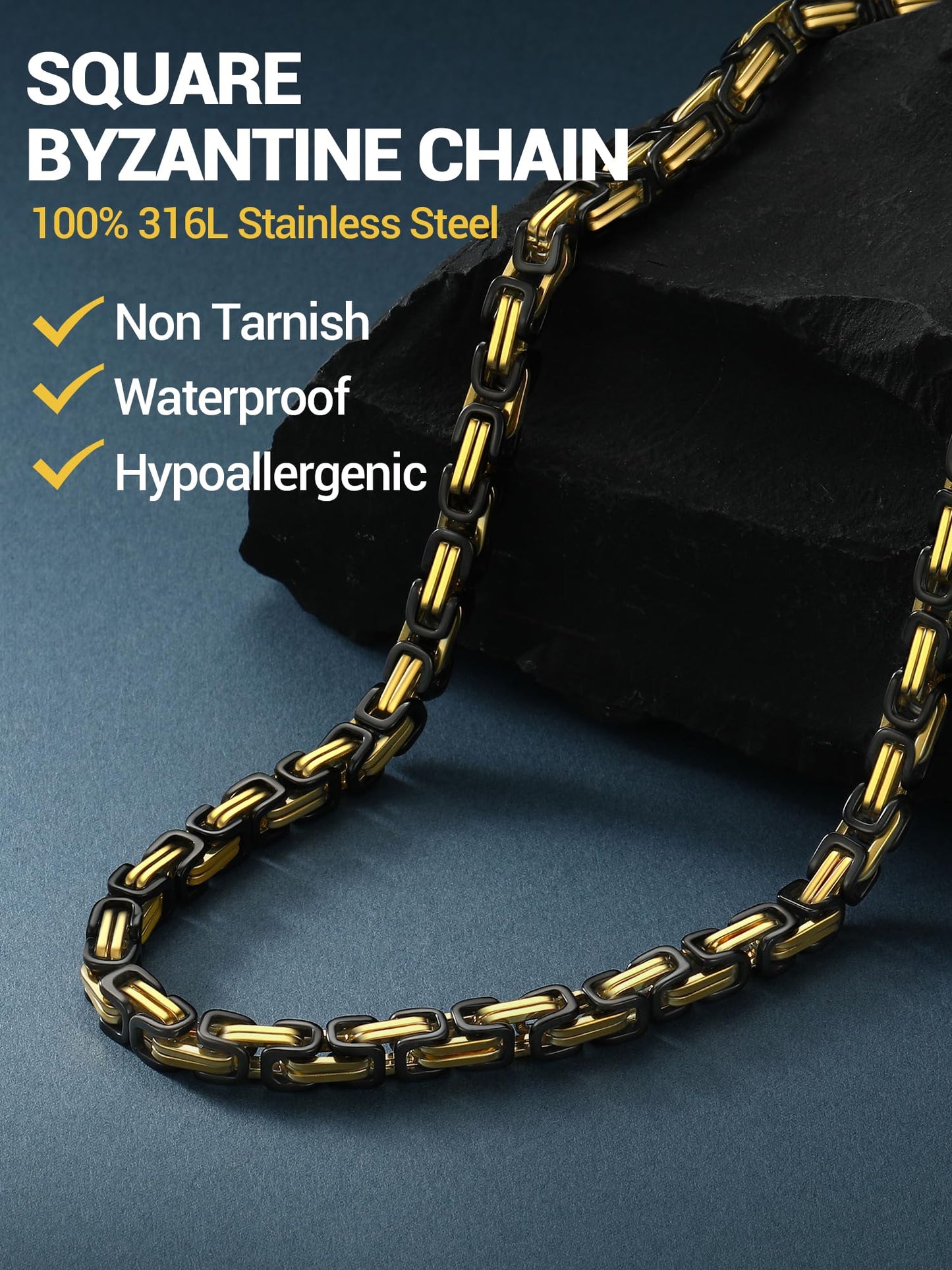 PROSTEEL Biker Necklace Long Necklaces 28 Inch Black Chain For Men