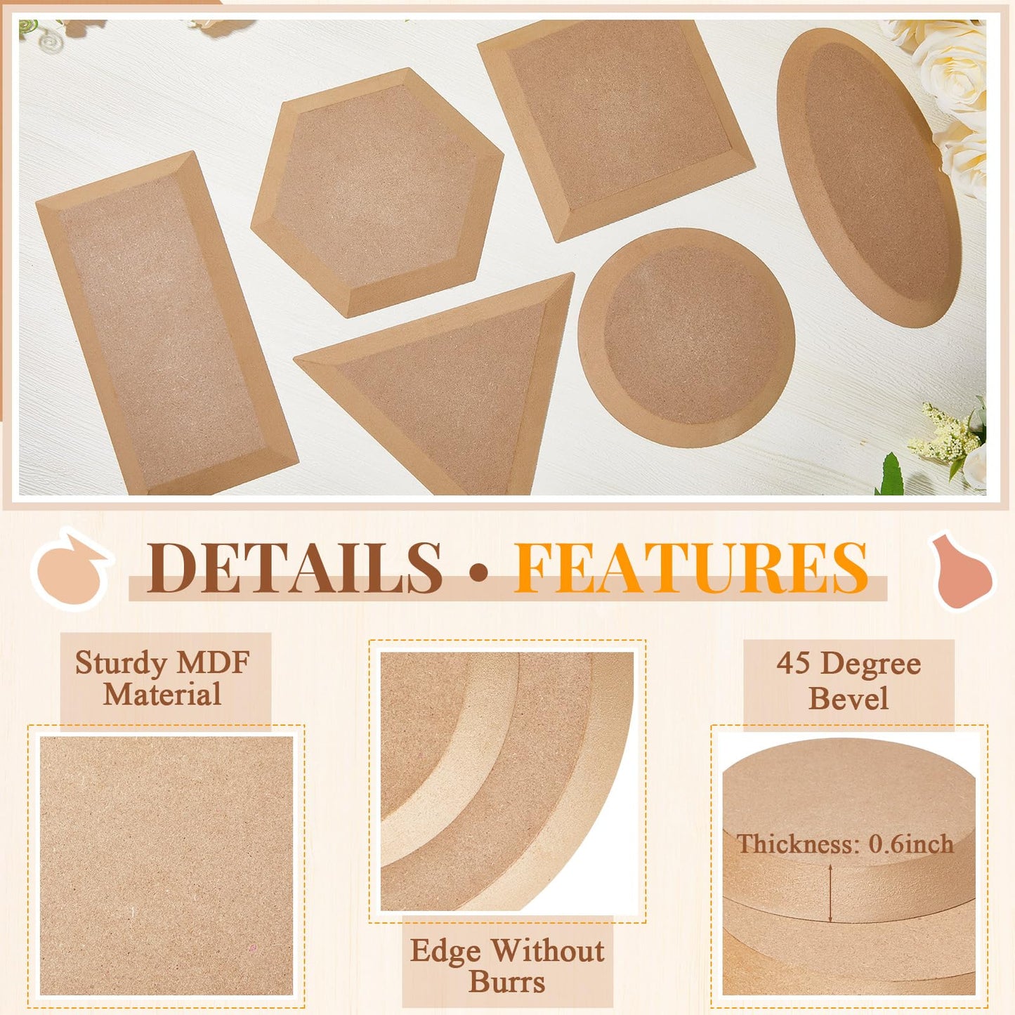 Sunnychicc 18 Pcs Ceramic Mold for Clay Wooden Pottery Molds for Clay Slump for Pottery Ceramic Plate Tools for Handbuilding Dish Plate, 6 Shapes, 18 Sizes
