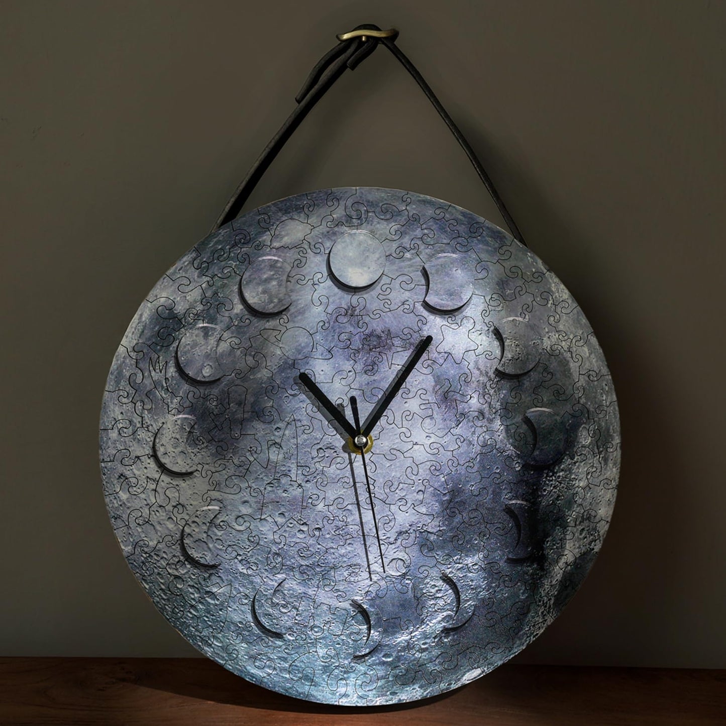 TOI 3D Wooden Puzzle Clock with Unique Moon Phase Numbers, DIY Building Model Kit for Adult, Functional 11 Inch Wall Clock, Creative Home Decoration Gift