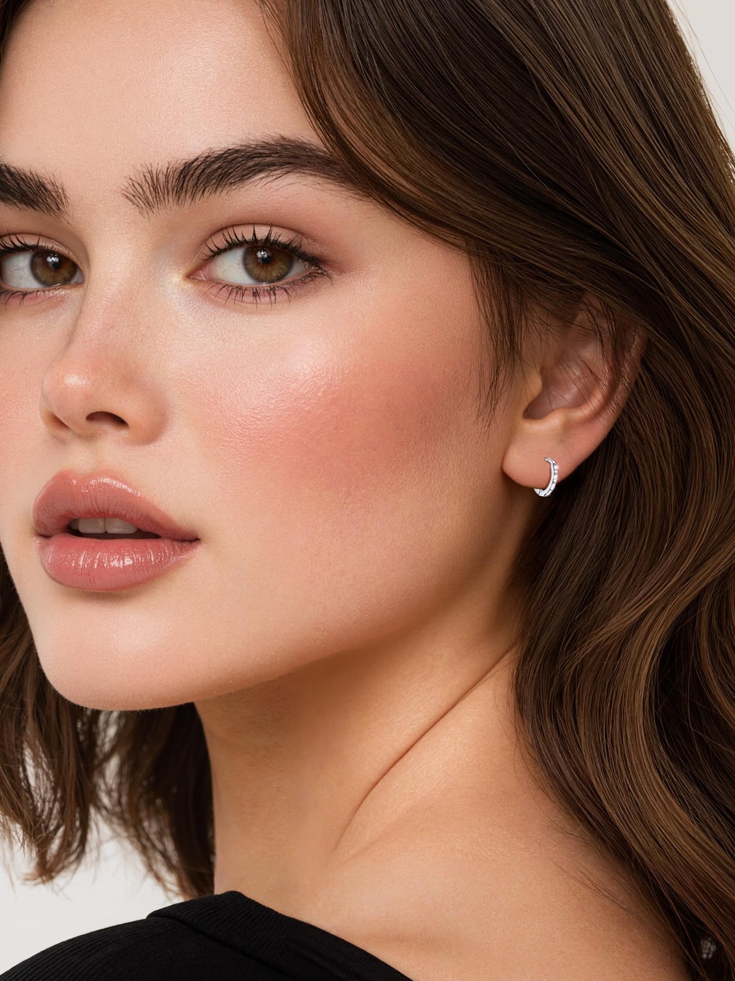 Silver Hoop Earrings For Women Cubic Zirconia Hoops Earring Hypoallergenic 8mm Tiny Huggie Jewelry Non Tarnish Cartilage Piercing Waterproof Ear Earings