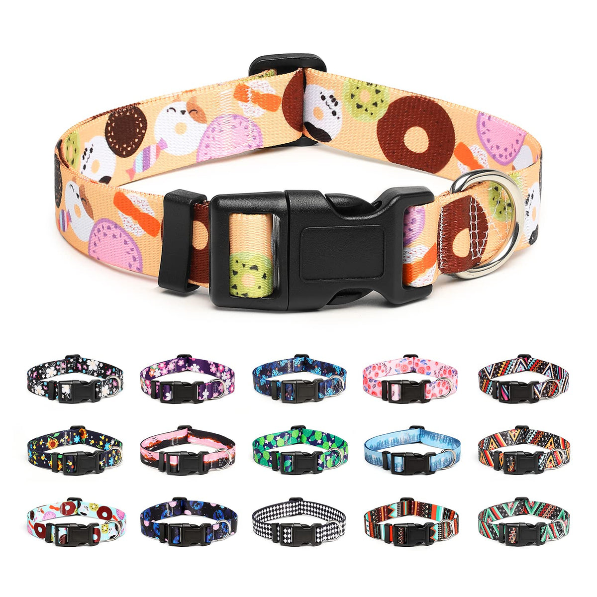 Mercano Adjustable Dog Collar - Special Design Patterns, Soft Nylon Comfortable Sturdy Pet Collar for Small Medium Large Dogs (XS, Tribal Red)