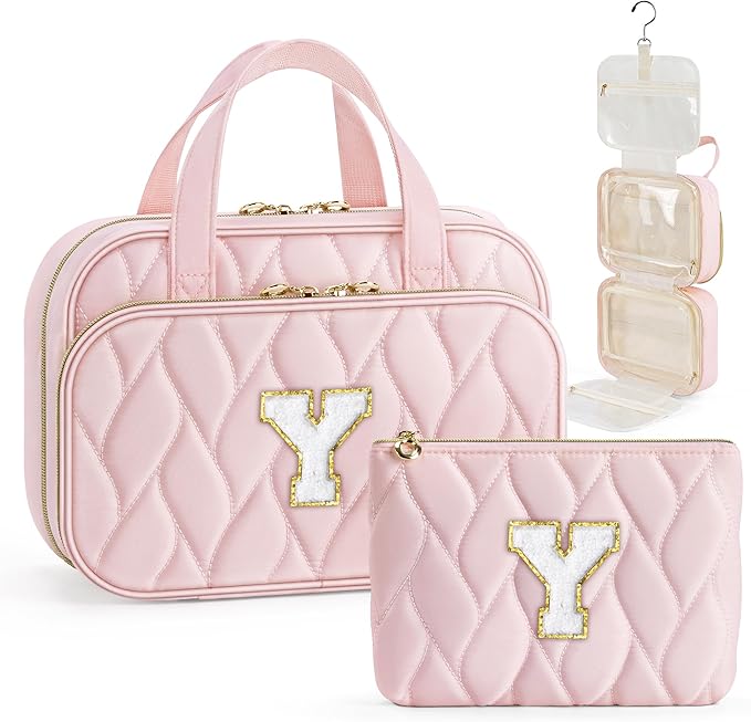 YOOLIFE 13 14 15 16 17 18 19 Year Old Girls Birthday Gifts - Hanging Toiletry Bag, Personalized Gifts for Women Teen Girls Daughter Sister Friends, Letter Y, Purple