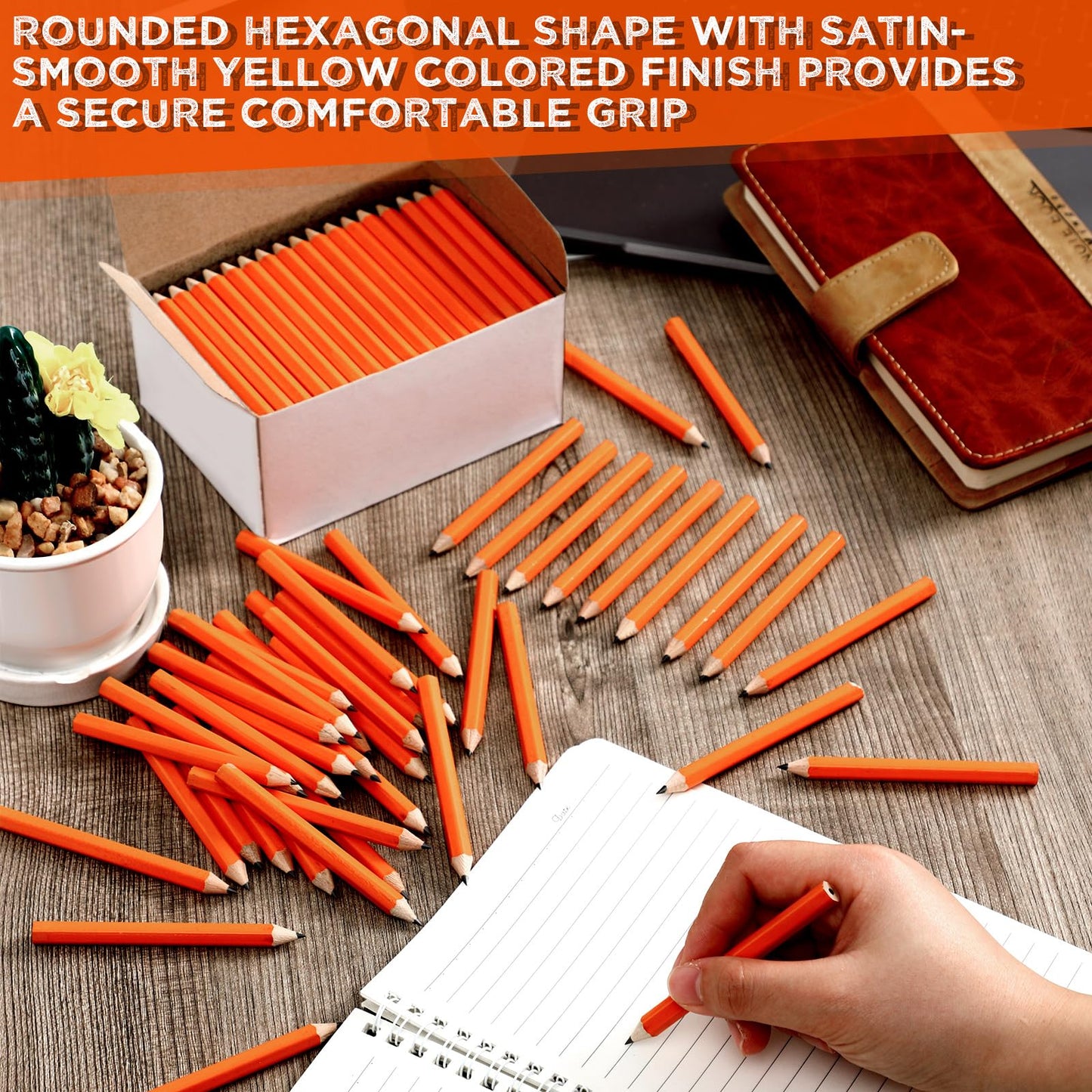 Crtiin 1152 Pcs Golf Pencils Bulk No. 2 HB Short Pre Sharpened Pencils for Classroom Office Supplies, 4 Inch(Orange)