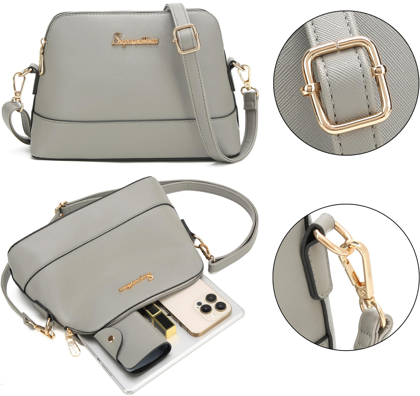 Soperwillton Handbags and Purses for Women Shoulder Tote Bags Top Handle Satchel Purse Set 5pcs