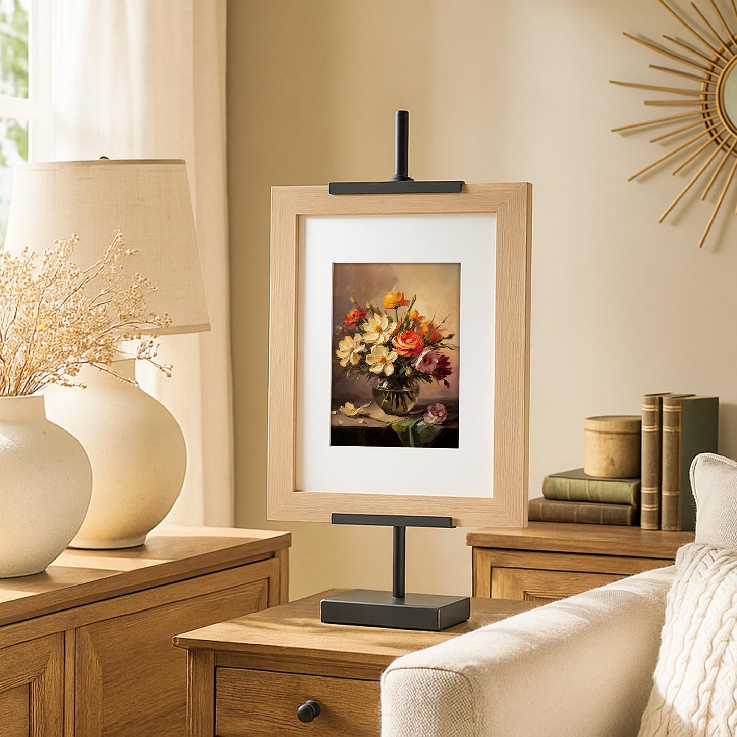 Americanflat 18" Adjustable Tabletop Easel Stand for Picture Frames up to 10x8 - Ideal Picture Frame Stand to Display Art, Signs, or Photos - Use Easel Stands for Home or Events - Black