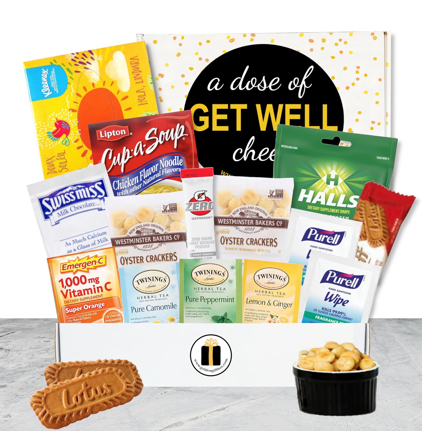 Get Well Care Package for Adults – 10-Piece Cold & Flu Gift Basket with Soup, Tea, Tissues & Sanitizer Wipes (Get Well Cheer: For Colds, Flu, Allergies)