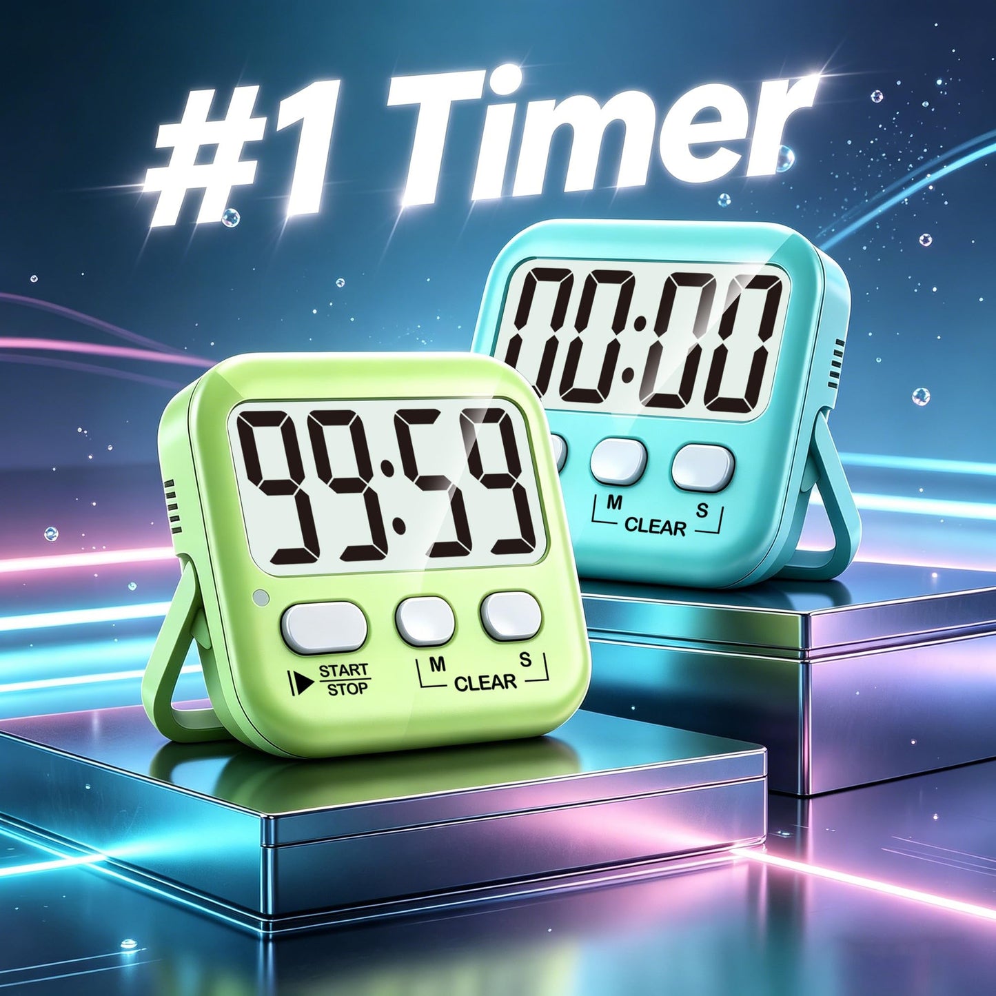 Antonki 2 Pack Digital Timer for Kids, Magnetic Countdown Kitchen Timers for Cooking, Egg, Classroom, Teacher, Exercise, Study, Oven - Battery Included