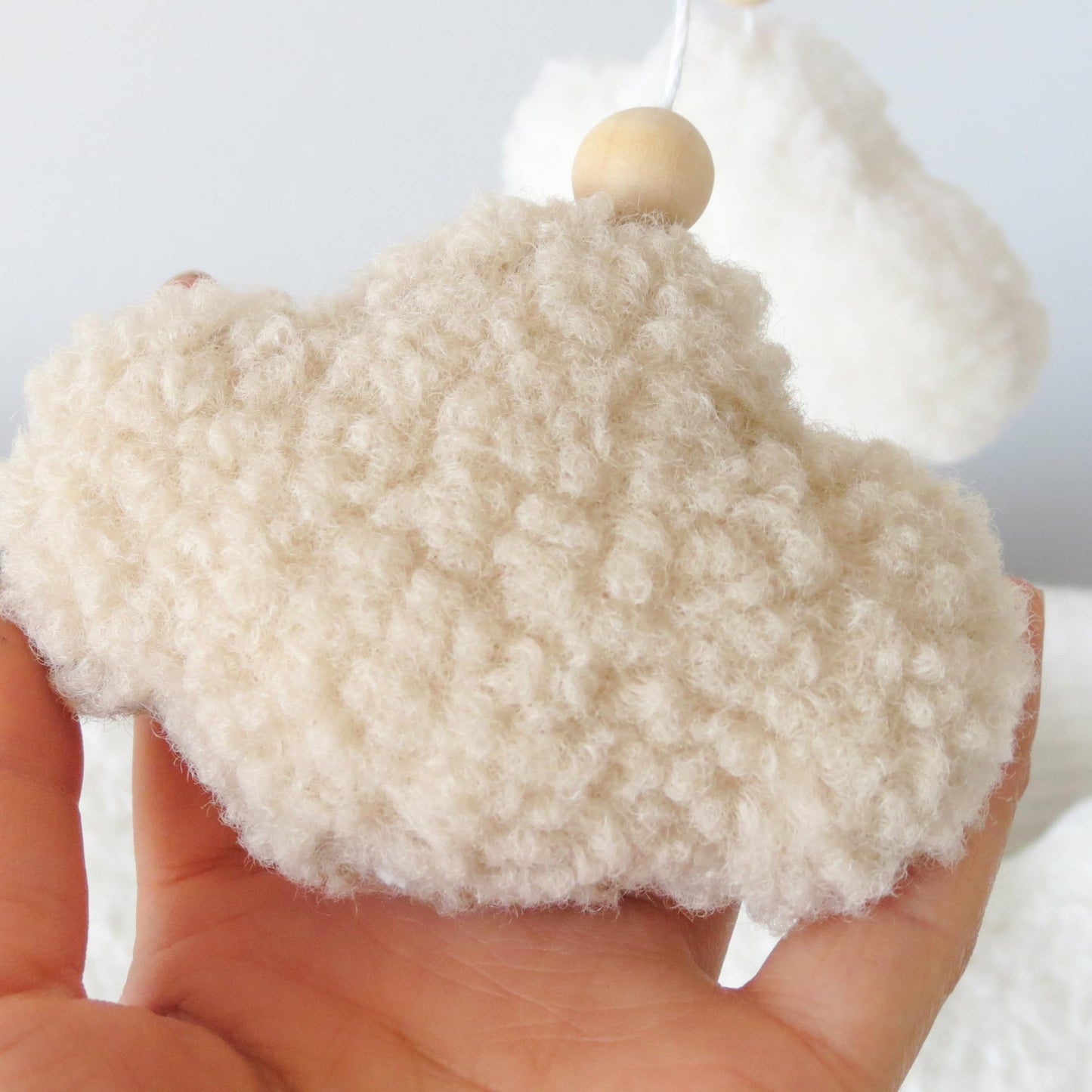 Goukurlsma Neutral Boho Cloud Mobile for Crib with Moon Neutral Baby Crib Mobile Boho Crib Mobile Boucle Baby Mobile for Crib Bassinet