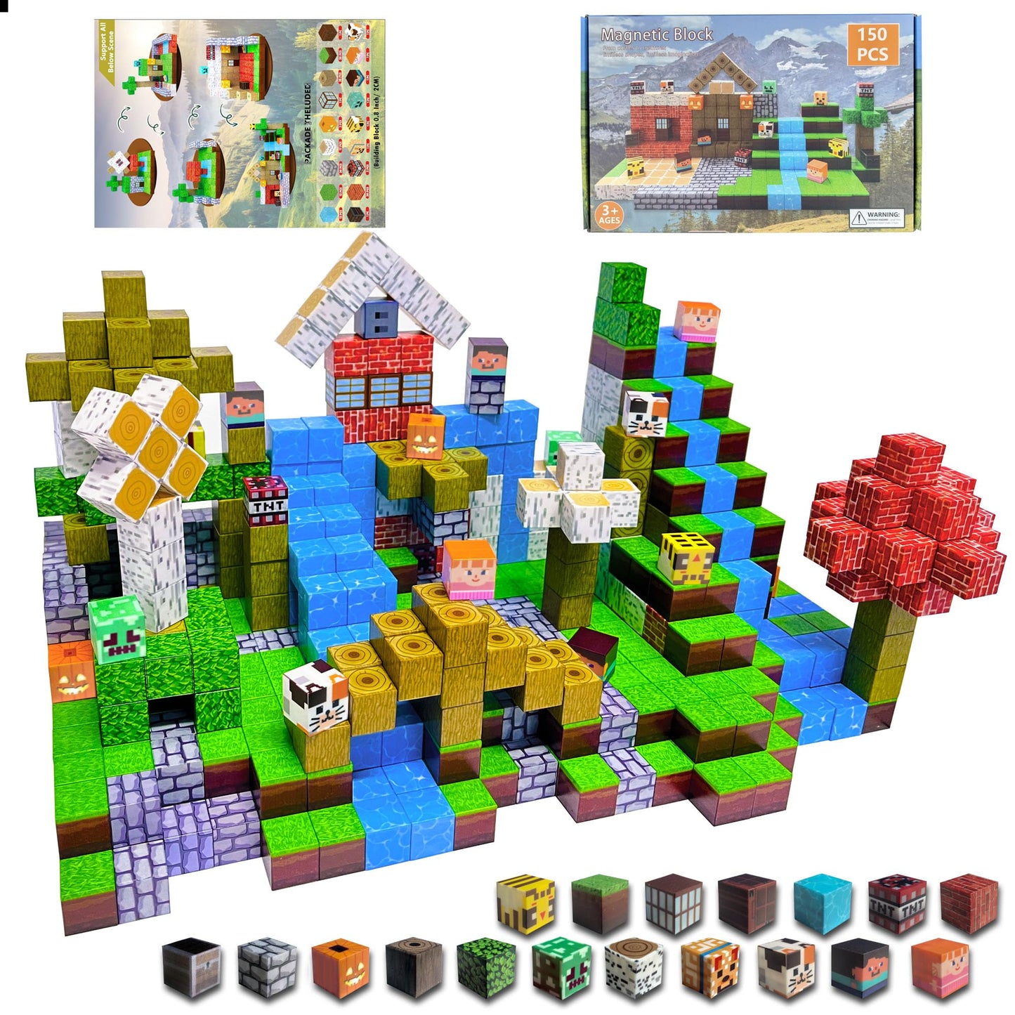 MFR Magnetic Building Blocks 150PCS, Magnetic Blocks Toy Set for Kids, STEM Magnetic Construction Building Toys, Creative Learning Gift for Boys & Girls Ages 3–10