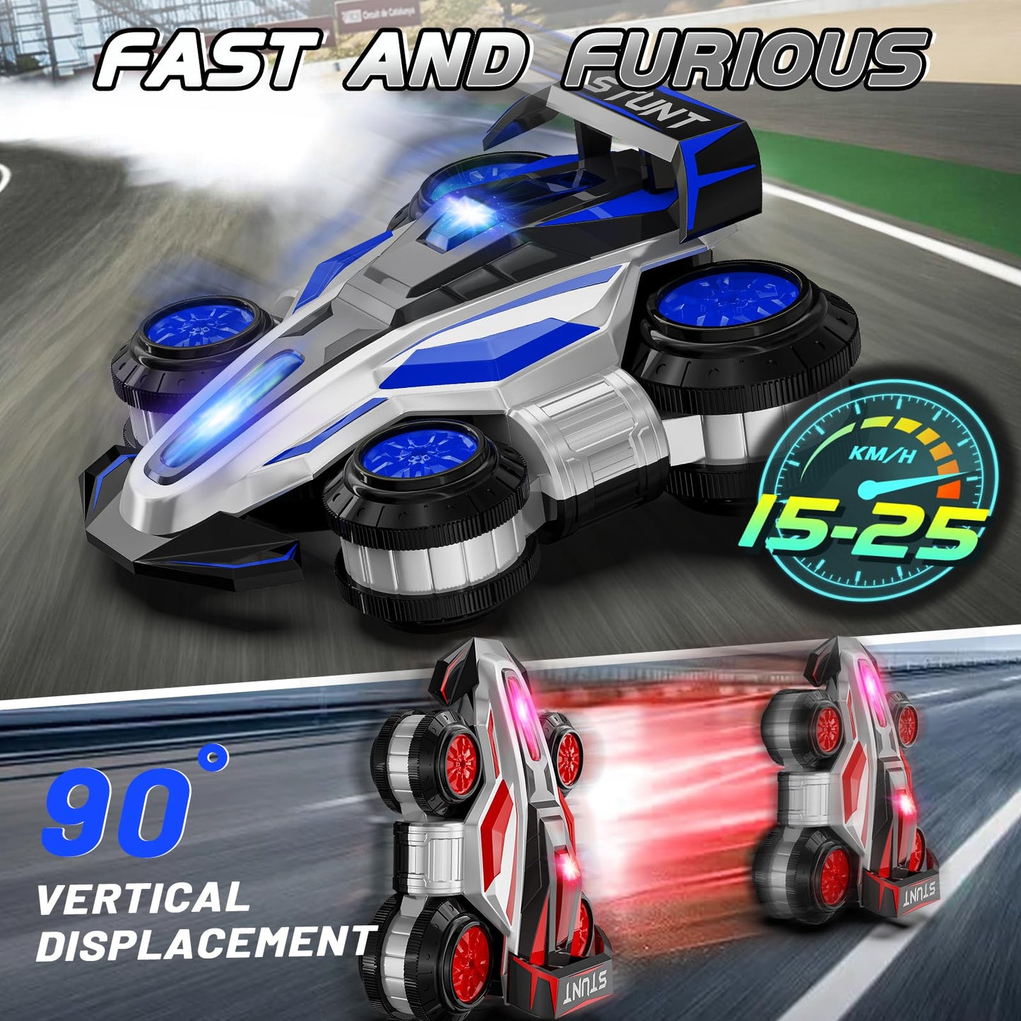 ZSYMIMRC High Speed Drift Remote Control Stunt Deformation Car, Birthday Gifts, for Boys and Girls 4-16 Years Old (Blue)