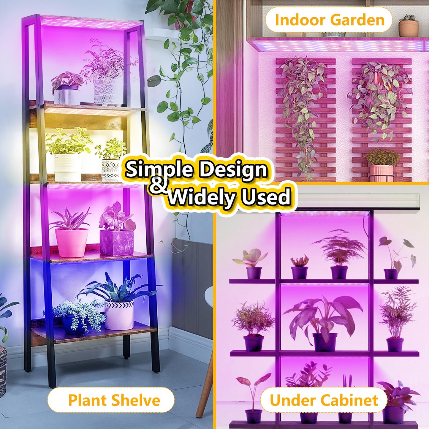 Grow Light, 40W Ultra-Thin LED Grow Lights for Indoor Plants Full Spectrum, 4/8/12H Timer Plant Light Panel, 304 LEDs Under Cabinet Plant Growing Lamp Strip Panel for Seedlings, Veg, Flowers (4pcs)