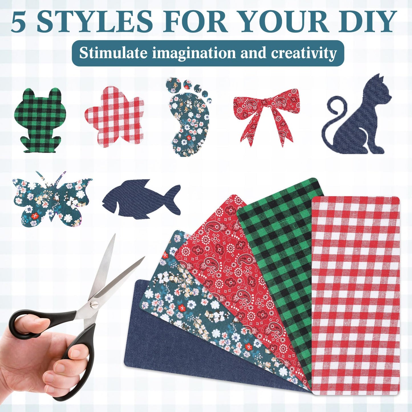 Syhood 15 Sheets Iron-on Patches Mending Fabric 4.92 x 11 Inch Iron on Clothes Patches on Repair Kit for Mending Fix Couch Pants Pockets Holes Knees Elbow(Cute)