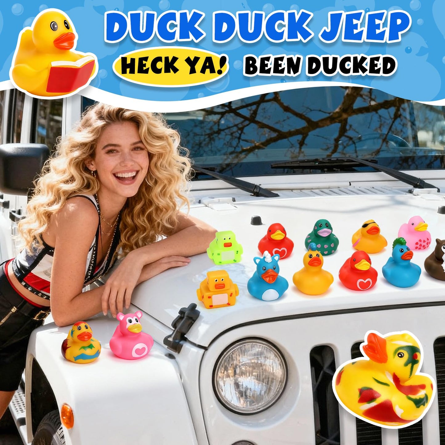 VISRIE 120 Pack Rubber Ducks in Bulk , Assorted Ducks for Jeeps, Bulk Ducks for Bath Toy Summer Pool Toys Birthday Gifts Party Favors