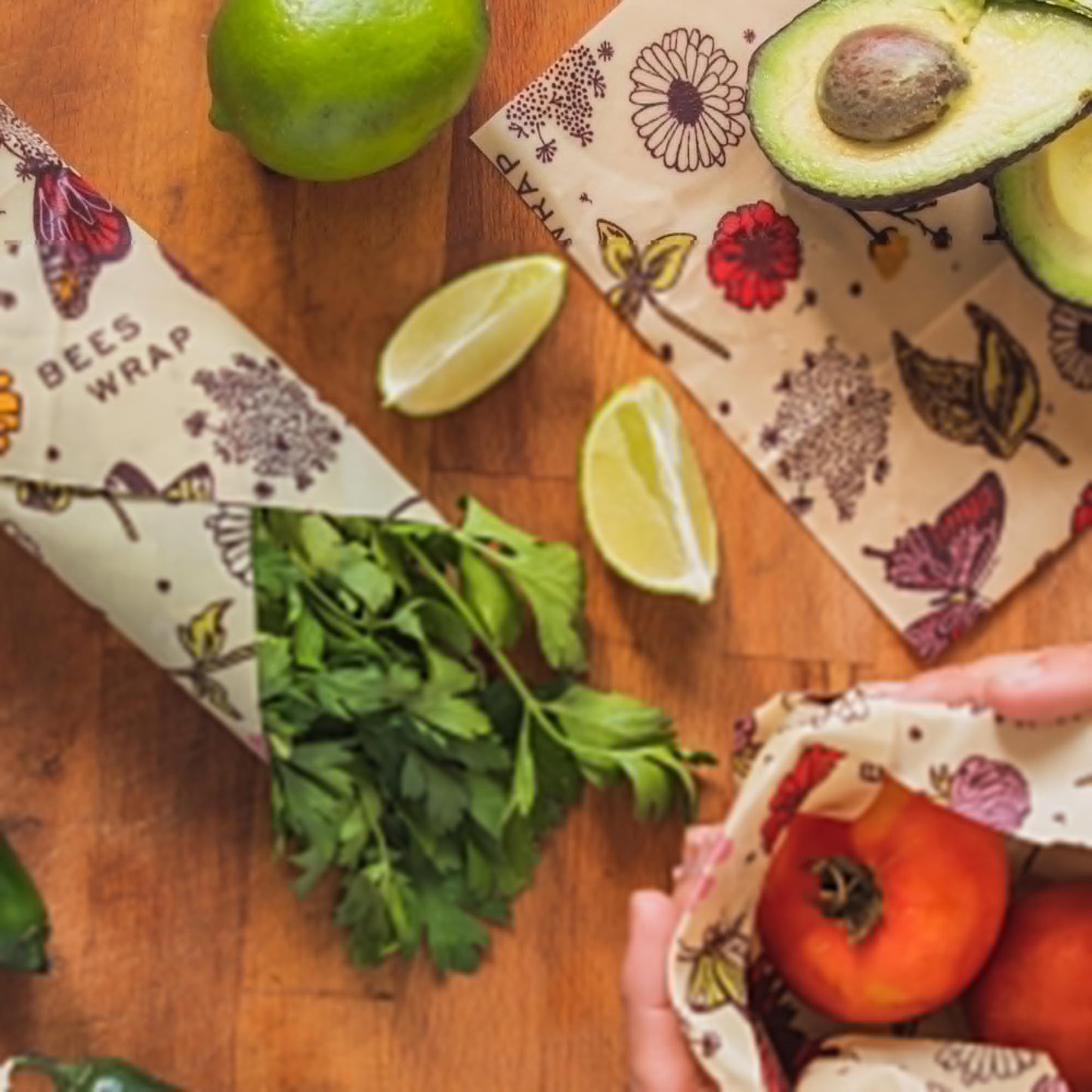 Bee's Wrap Vegan Beeswax Wraps for Food - Cut to Size 14x52" Beeswax Wrap Roll - Plastic Free Made in USA Reusable Natural Food Wrap - Meadow Magic