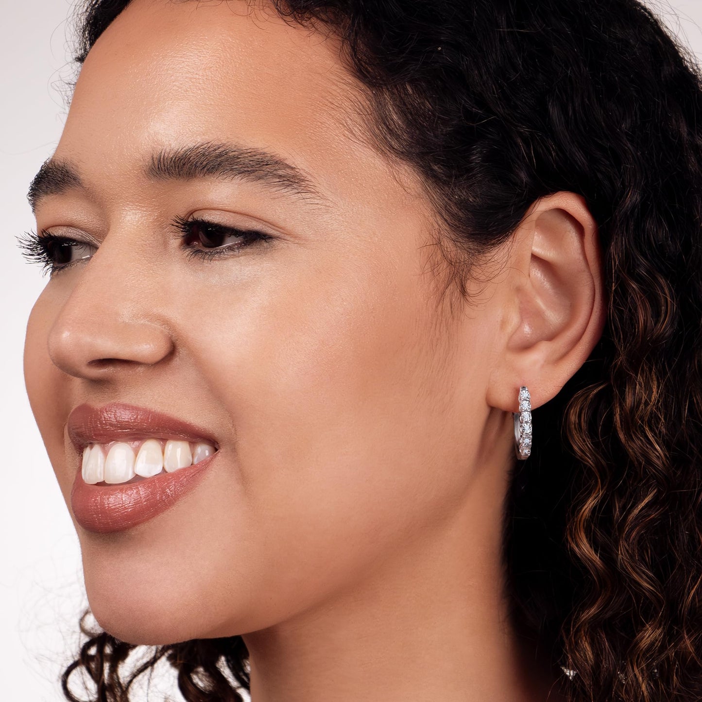 Gilded 1/10 ct. T.W. Lab Diamond (SI1-SI2 Clarity, F-G Color) and Sterling Silver Hinge Hoop Earrings