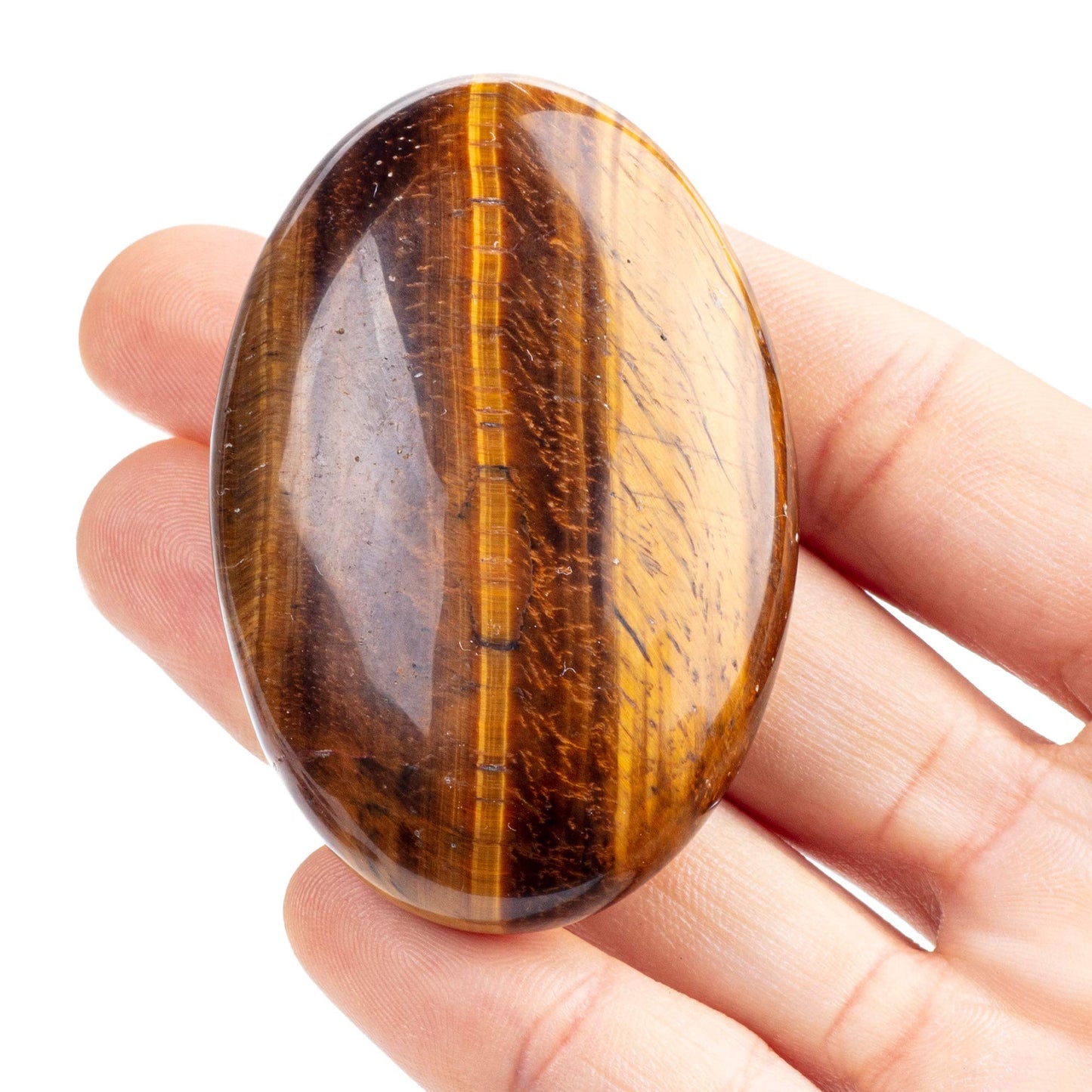 UFEEL Tiger's Eye Palm Stone Crystal Natural Chakra Reiki Polished Healing Love Oval Pocket Worry Stone Crystals for Anxiety Stress Relief Therapy