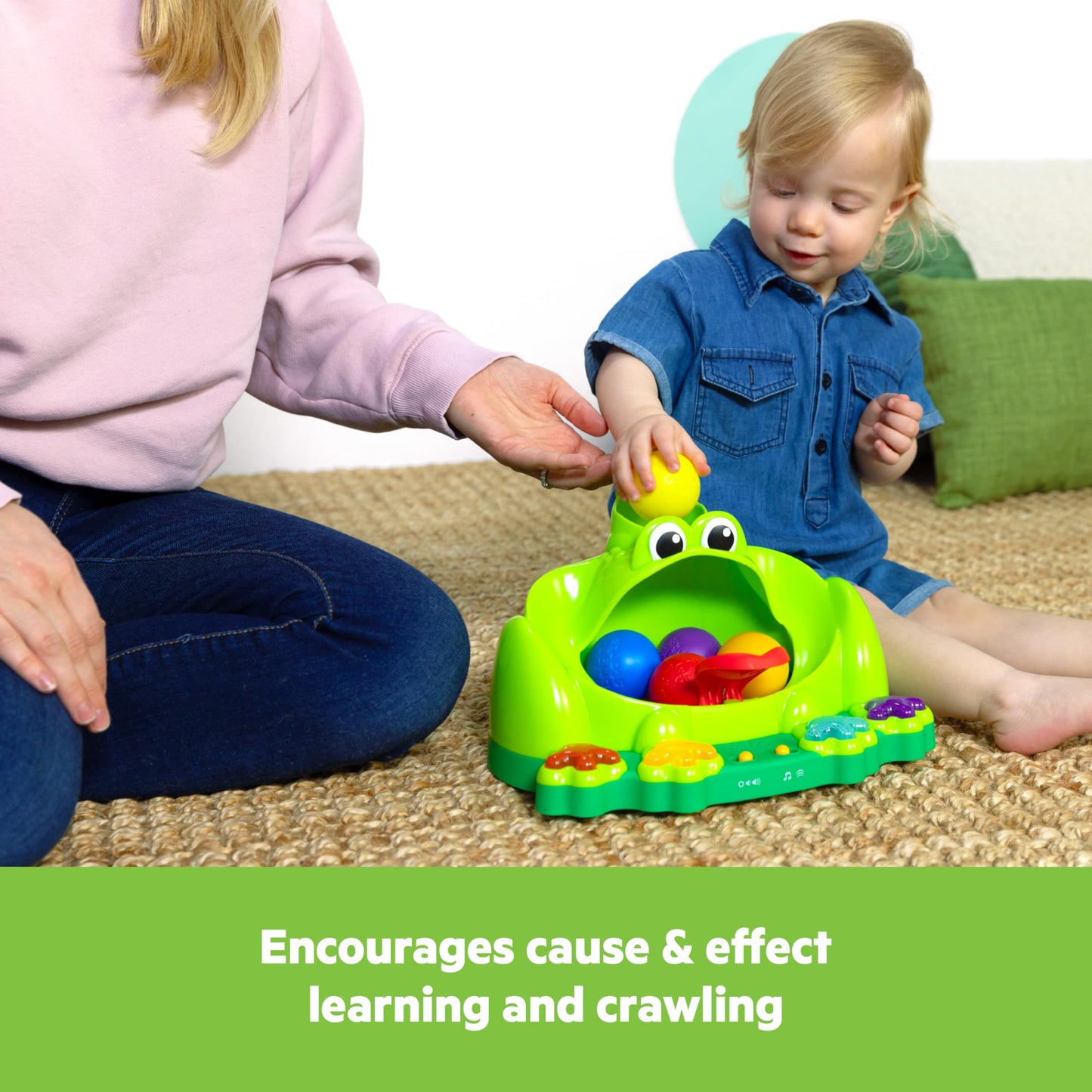 Bright Starts Poppin' Ball Frog Ball Play Toy, Launching, Bouncing & Ramp Racer Toy, Crawl and Chase, Unisex, 6 Months+