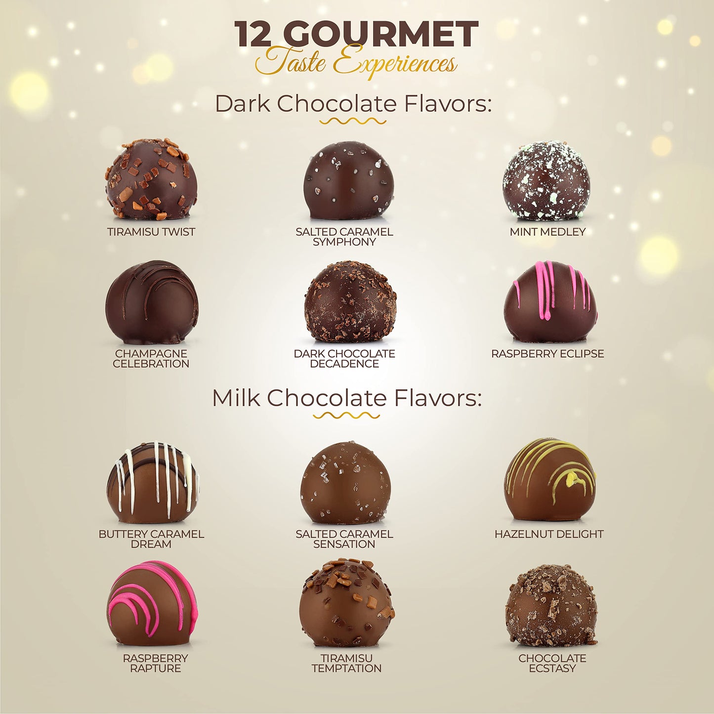 Happy Birthday Chocolates - 12 Assorted Milk & Dark Chocolate Truffles - Gourmet Box - Birthday Gifts for Women & Men, 6 oz