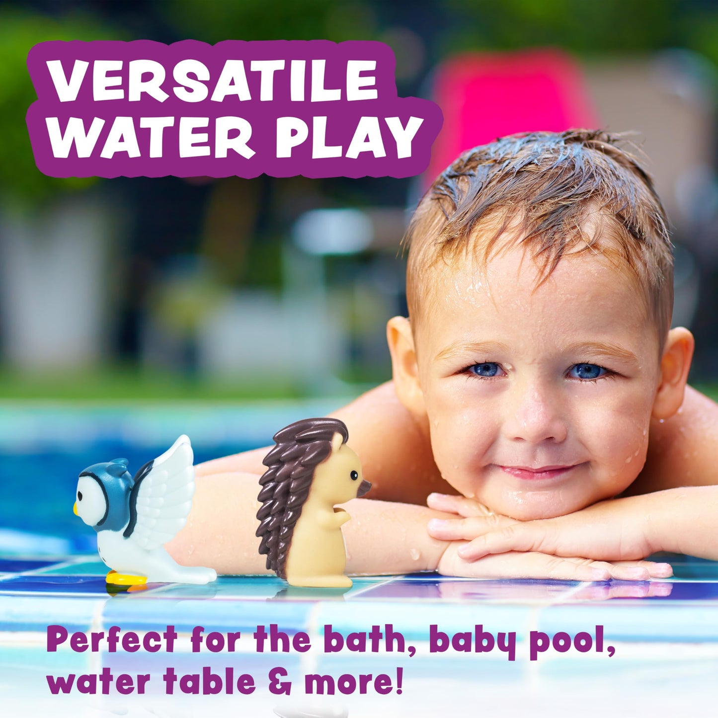 Tub Works® Woodland Animals Watertight Baby Bath Toys, 6 Pack | Sealed, No Hole Bath Toys Design Keeps Moisture Out | Soft, Squeezable & Float on Water | Easy-Grip Toddler Bath Toy Set for Kids Bath