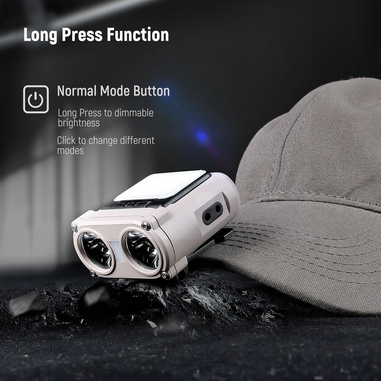 Hopedone LED Hard Hat Light, 800Lumens Rechargeable Dimmable Clip on Cap Lights, 180°Adjustable Hat Flashlight Headlamp Waterproof for Running, Camping, Hunting, Cycling (Black)
