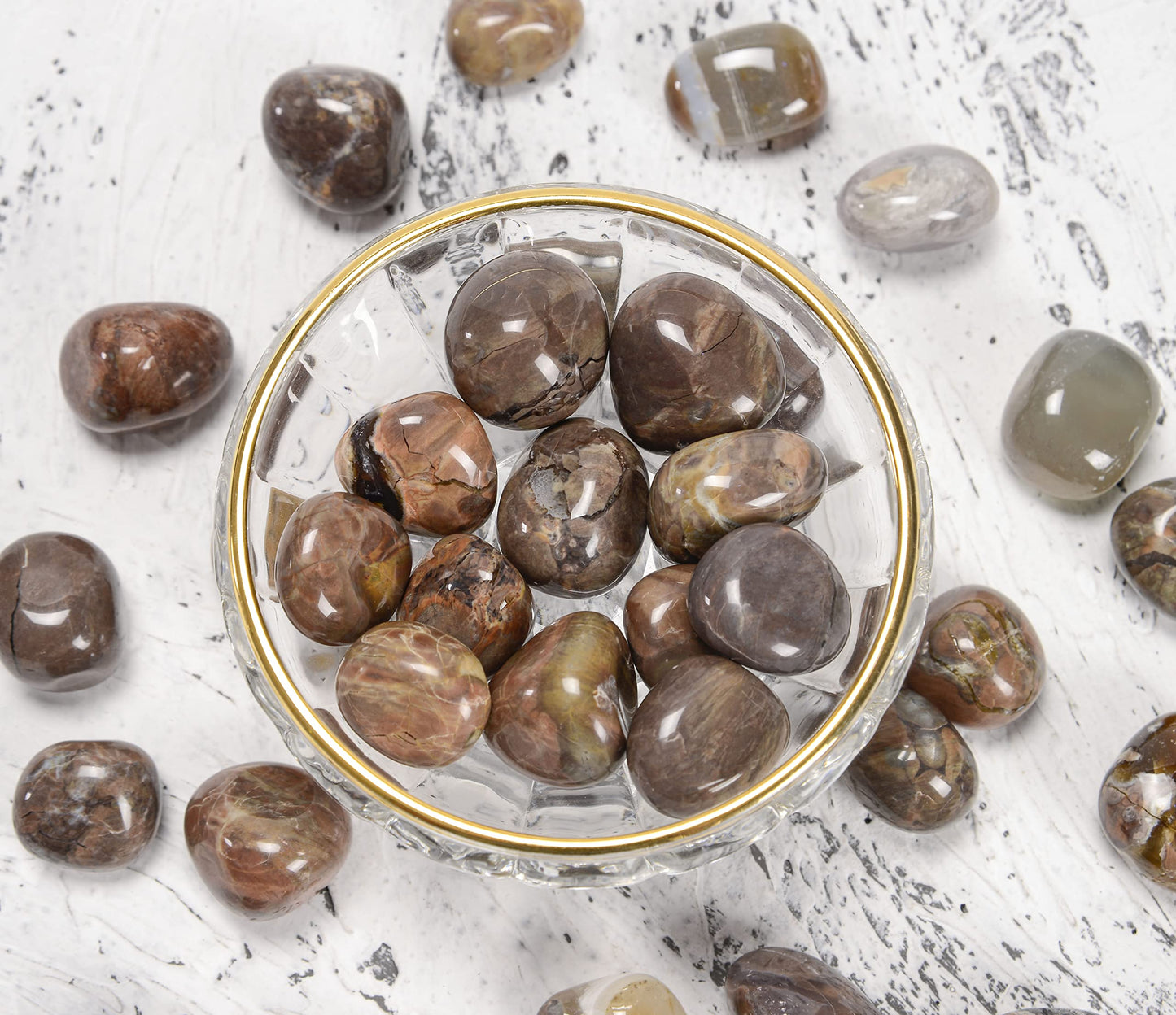 Crocon 1LB natural fire agate tumbled stones and Crystals bulk 2000+ Carats Natural Crystal Kit for Reiki Healing Crystals Polished Tumble Stones Chakra Reiki Balancing Gift Home Decor DIY craft