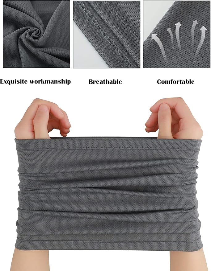 Geyoga 9 Pieces Winter Face Mask for Men UV Protection Mask Sunscreen Breathable Windproof Neck Gaiters Scarf Fishing Cycling Running (Dark Grey)