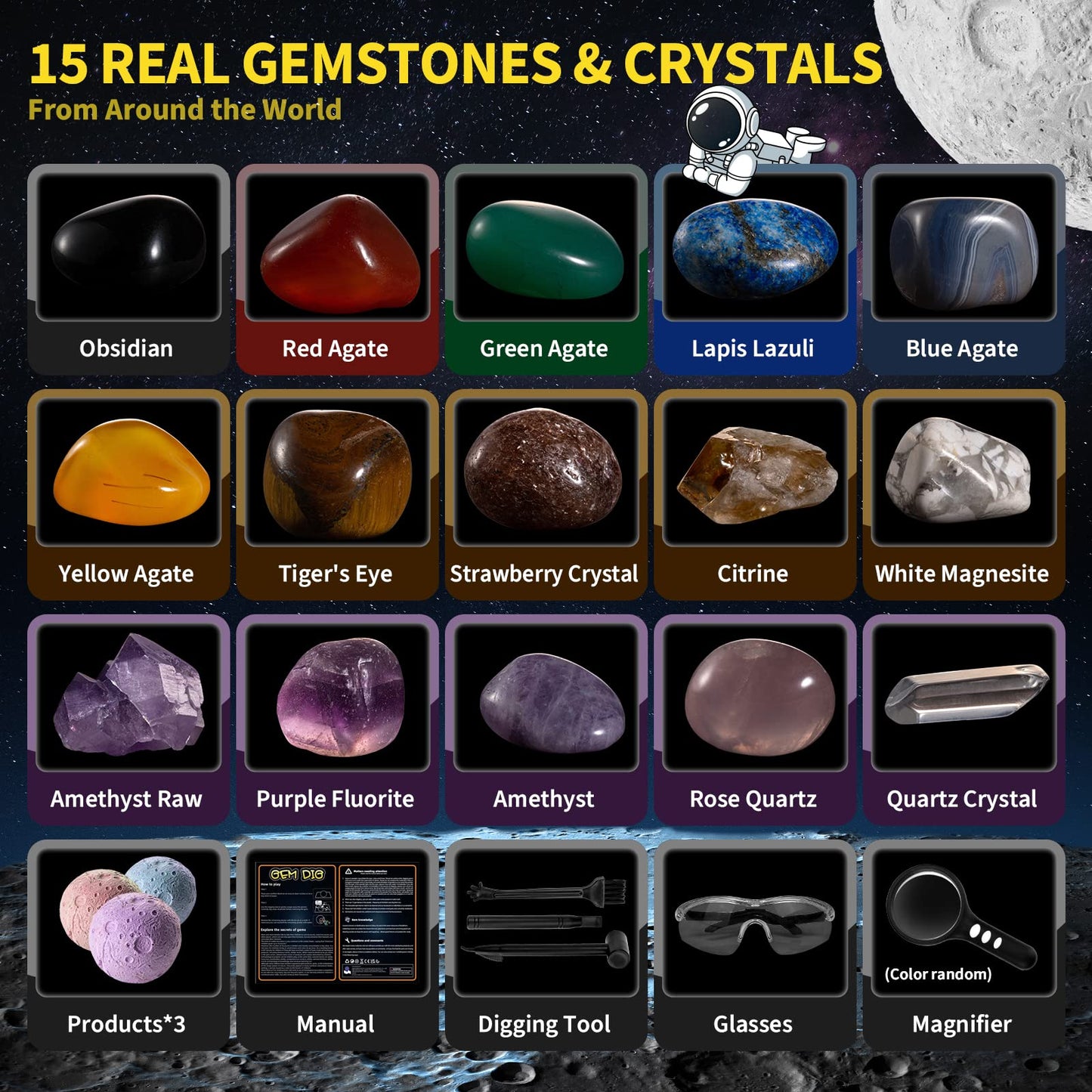 GobiDex Geodes Growing Science Kit & Gemstones Dig Kit, Science Kits for Kids Age 6-8-12, STEM Educational Science Toys Gift for Boys & Girls Age 6+