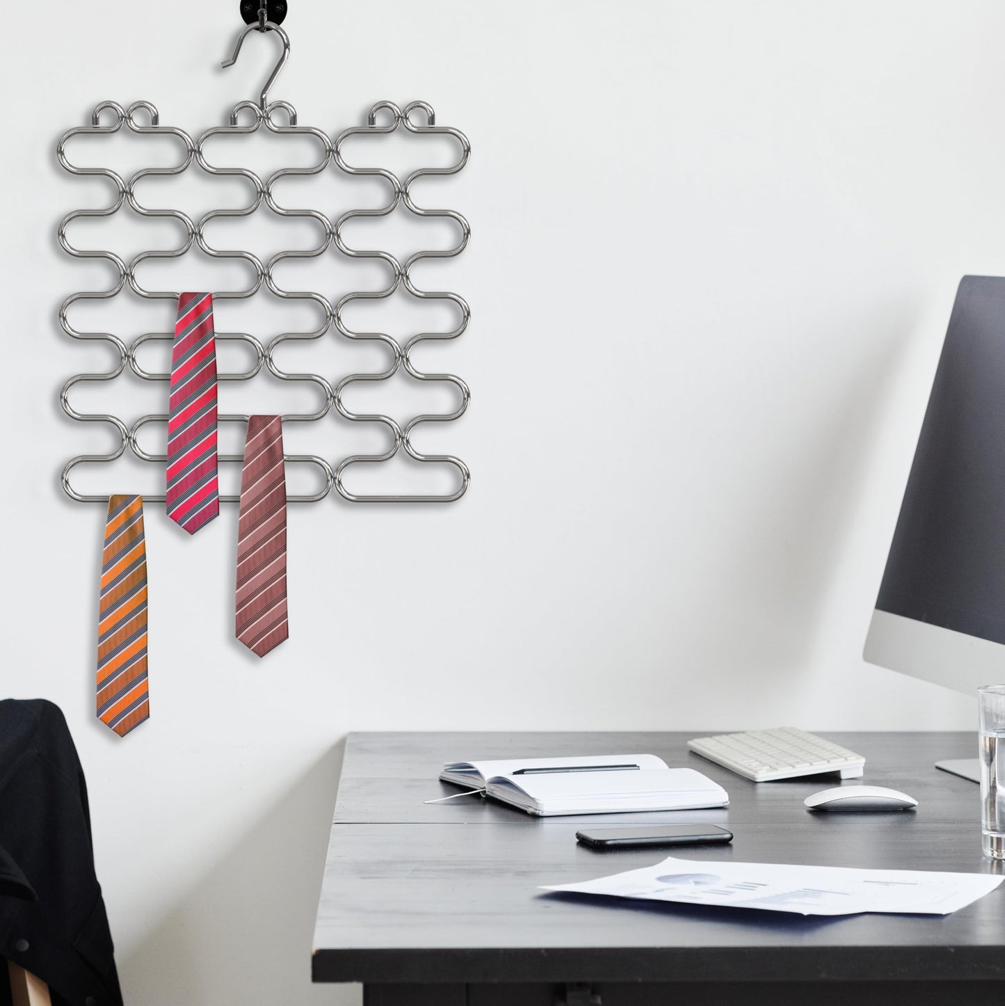Deco Brothers Scarf Hanger for Closet, 23 Loop, Chrome