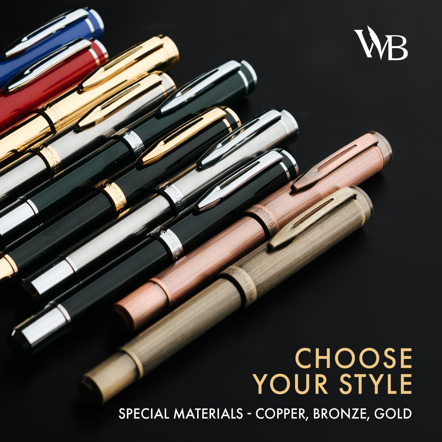Wordsworth and Black Fountain Pen Mini EDC: Luxury Bronze Heavy Pocket Pen, Medium Nib, 6 Ink Cartridges, Ink Converter, Travel Refillable Writing Pen Gift Set, Men & Women