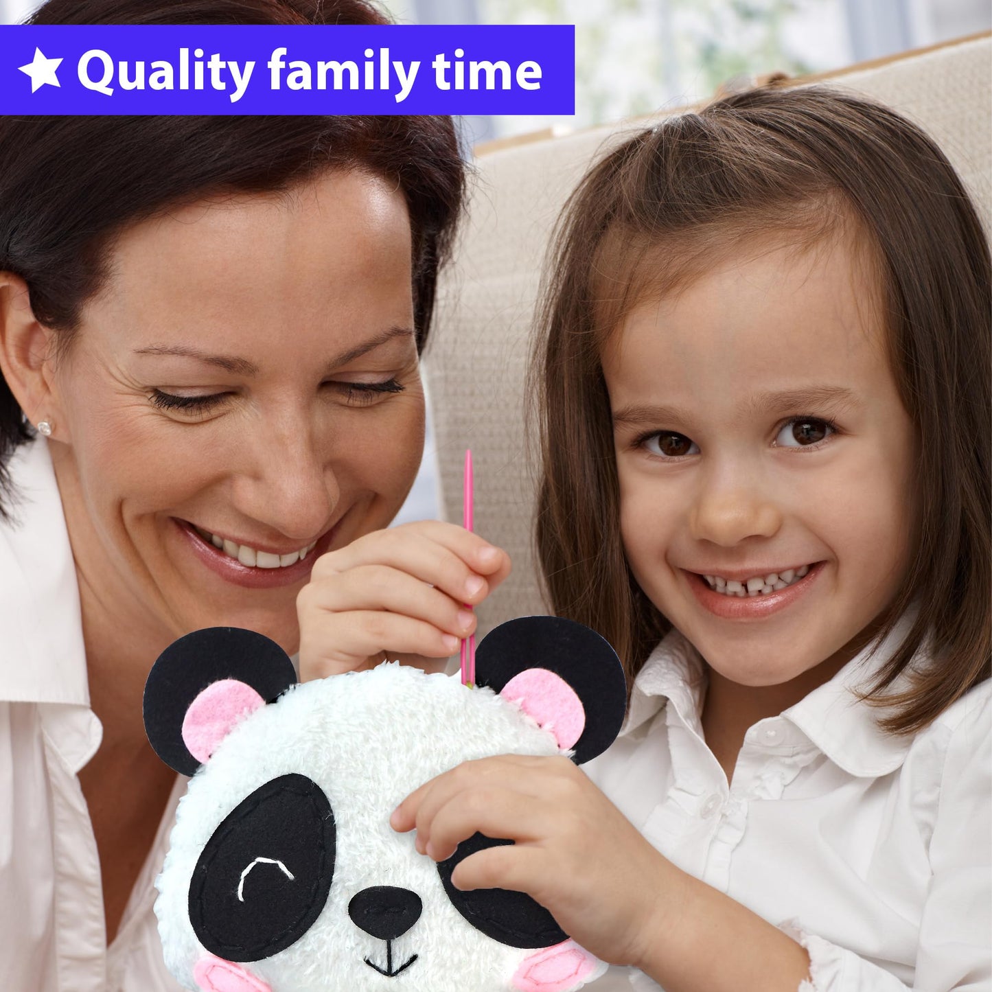 KRAFUN My First Sewing Kit for Kids Ages 6-10 Beginners | Learn to Sew Panda Stuffed Animal | Premium Thick Felt | Craft Gift for Girls & Boys
