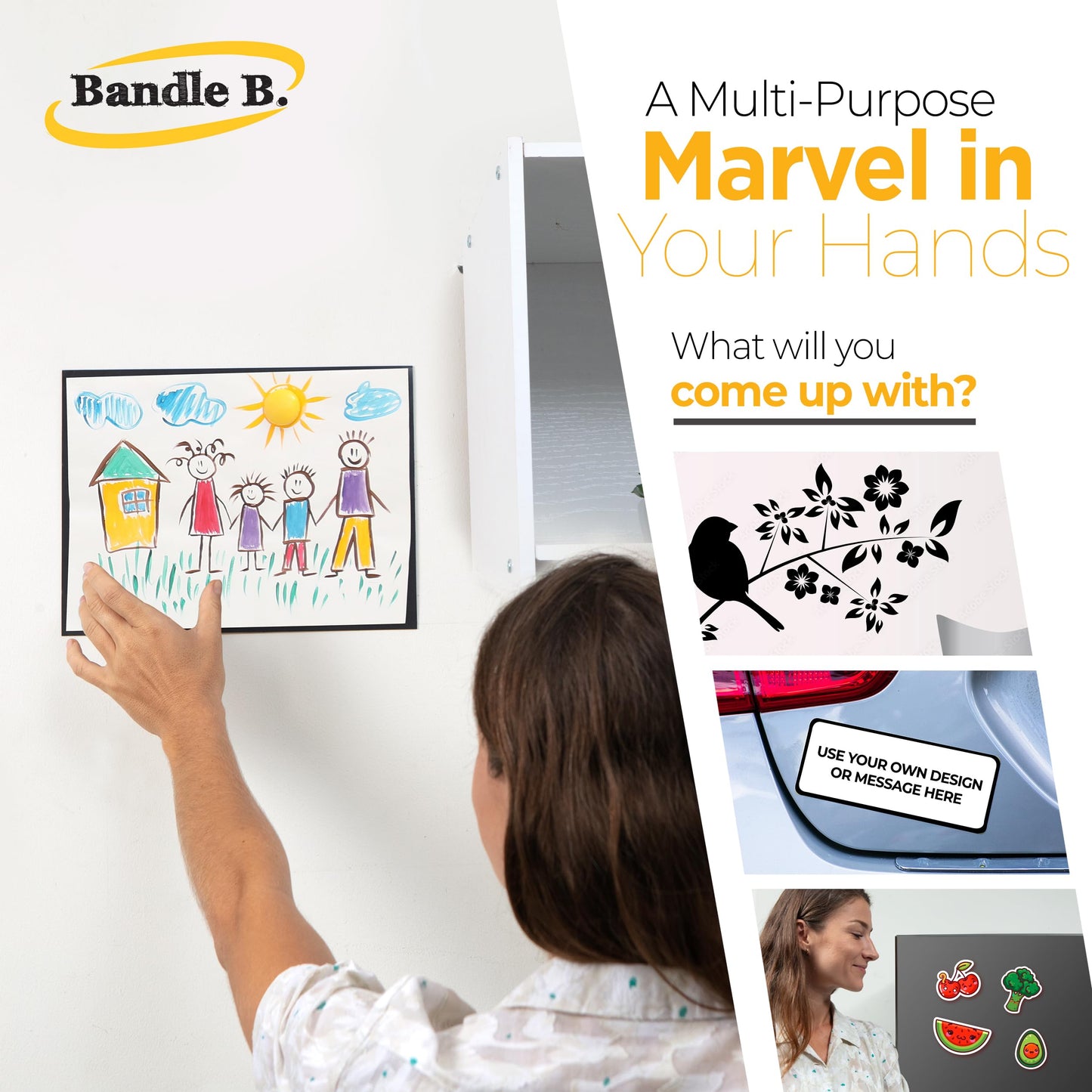 Bandle B Magnetic Sheets for Crafts 8.5"x11". Pack of 10. Flexible Non Adhesive Magnetic Sheet for Metal Cutting Die Storage. Easy to Organize and Cut for Arts & Crafts or Scrapbooking. Thickness 30